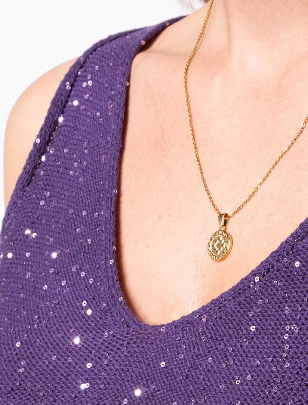 ЛИКВИДАЦИЯ / Топ из хлопка крупной вязки с пайетками - Vilatte фото 2