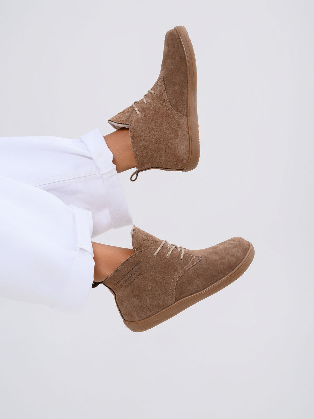 Босоногие ботинки 208.NATAbr.Серо-коричневая замша/Шерсть