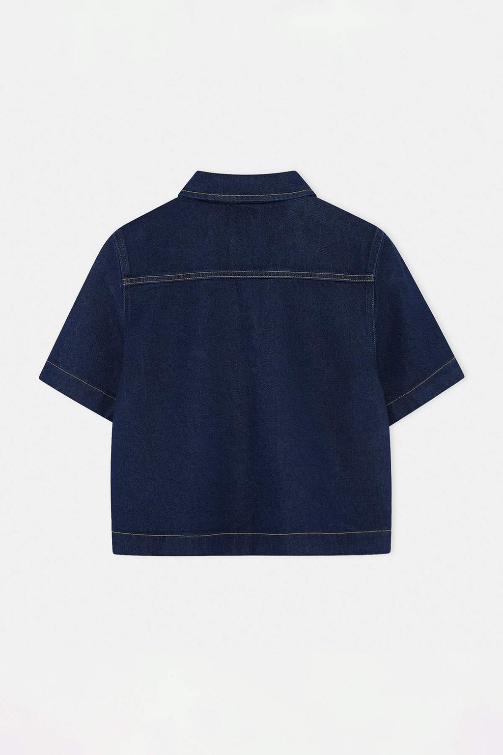 Lacivert Tencel Kar___ml_ K_sa Kol D__me Detayl_ Denim G_mlek TWOSS26GO00193 - Trendyolmilla фото 7