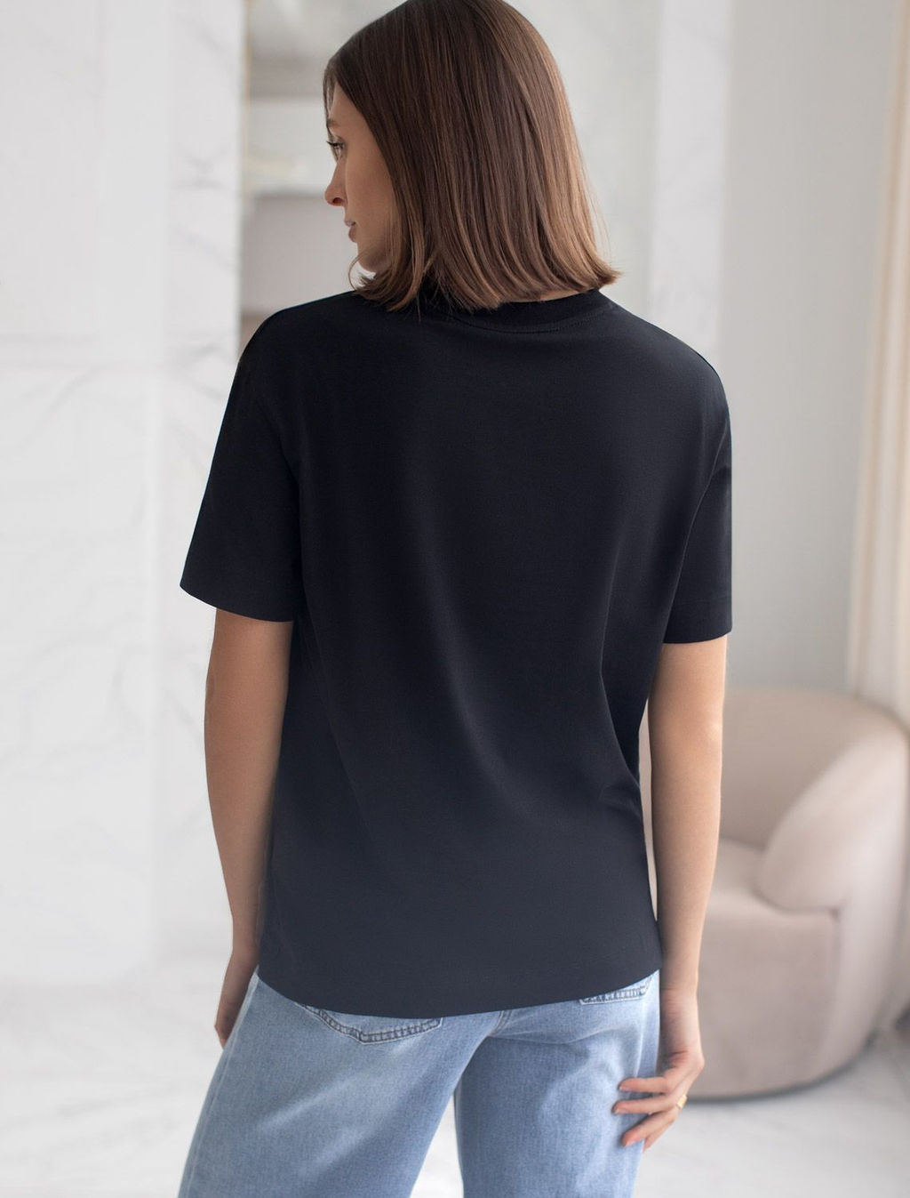 Свободная футболка из премиального хлопка с эластаном - Vilatte фото 3