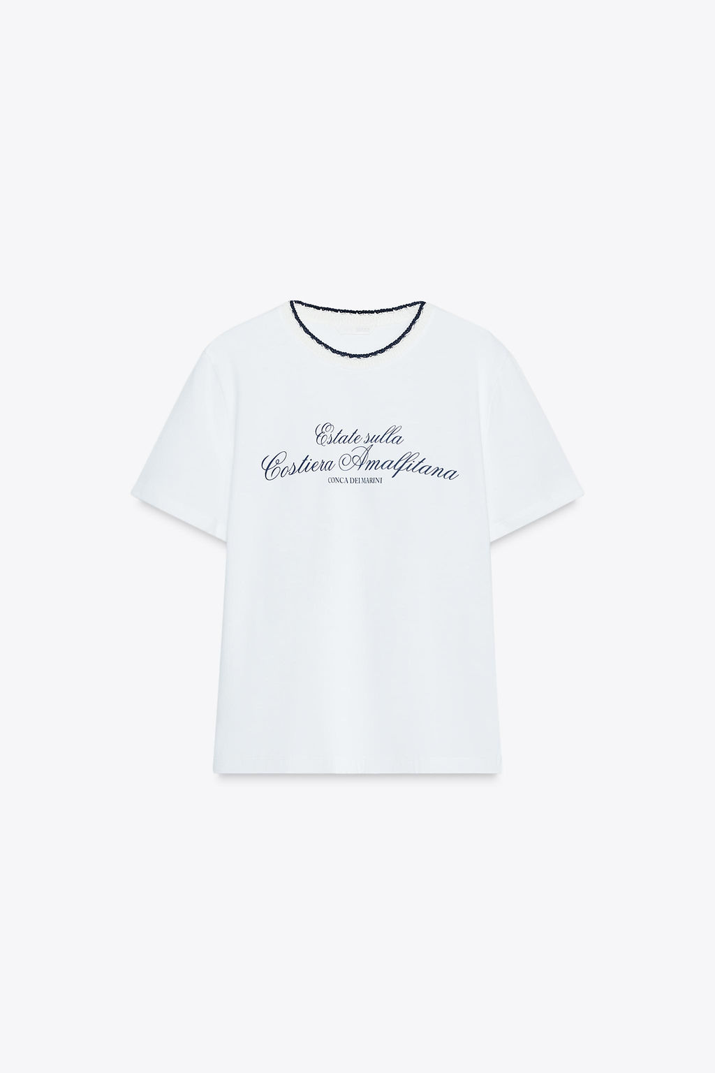CHUNKY KNIT COLLAR SLOGAN T-SHIRT - Zara фото 5