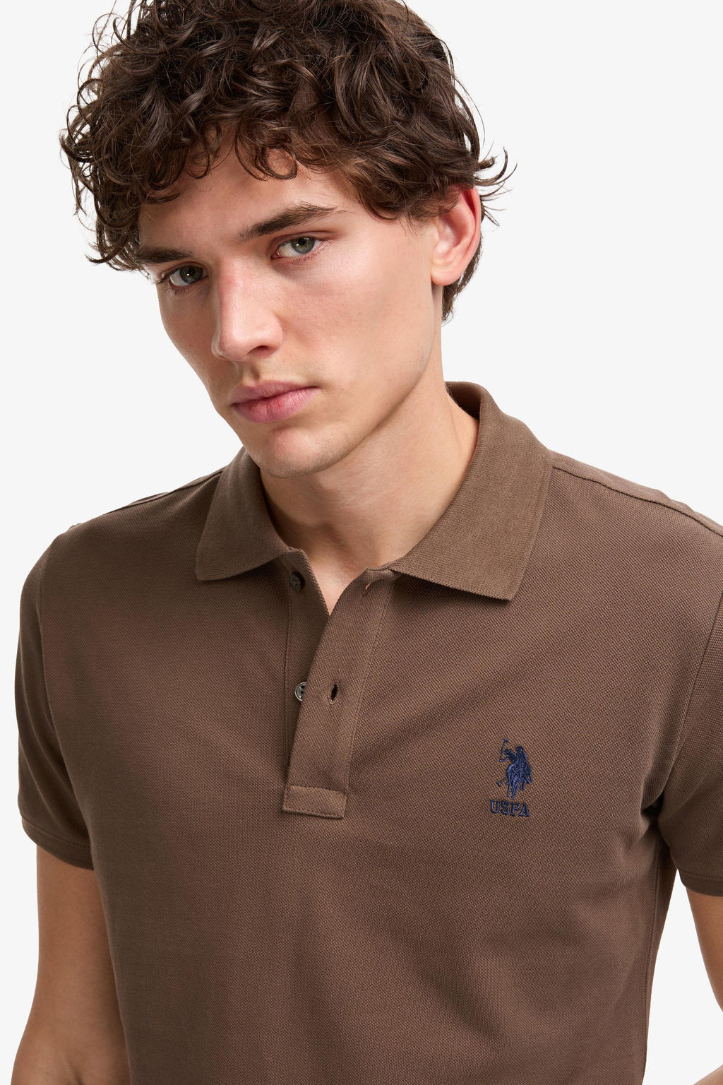 Erkek Slim Fit Polo Yaka Kahverengi Basic Ti__rt - U.s. polo assn фото 2