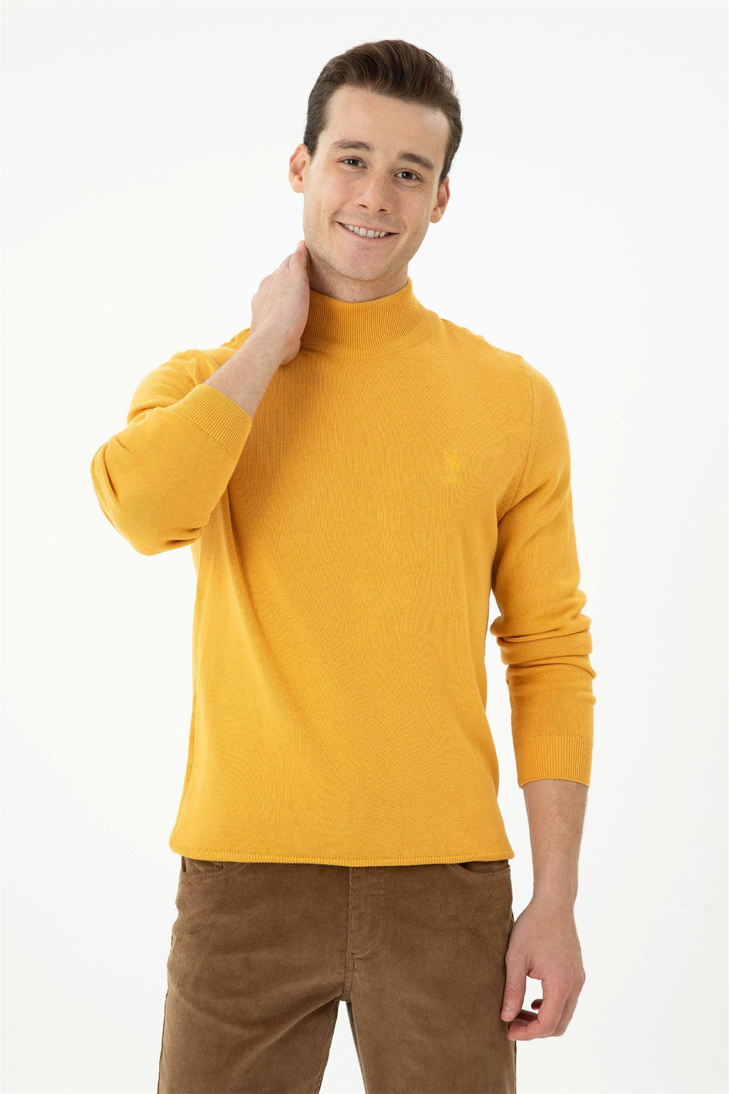 U. S. Polo Assn Мужской горчичный базовый свитер - U.s. polo assn фото 8