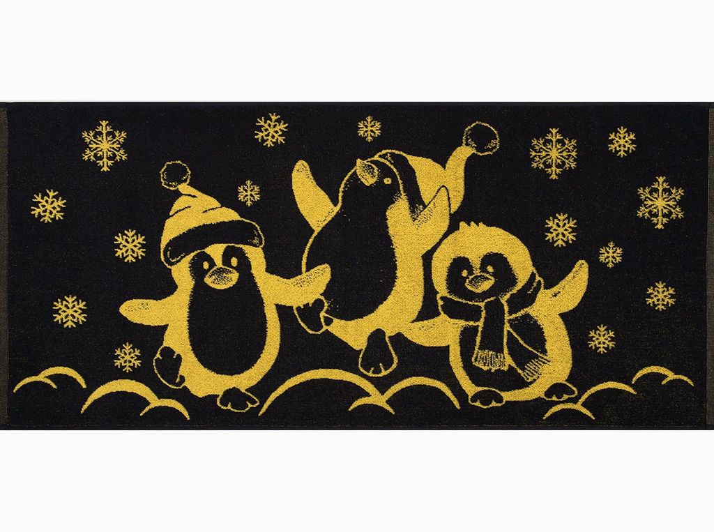 Полотенце махровое 6с102.411ж1 Пингвины(т.желтый) 67х150см