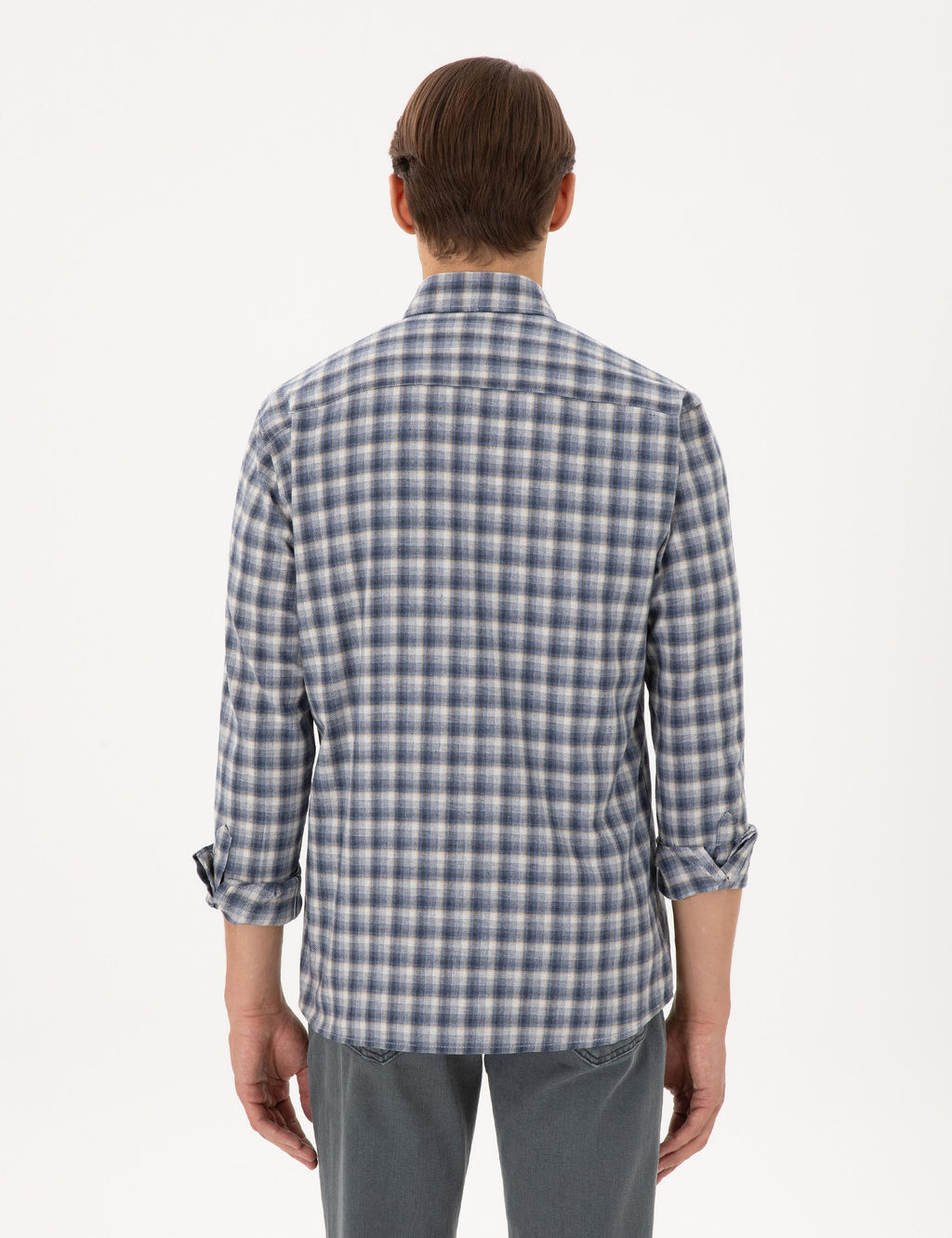 Рубашка Pierre Cardin Regular Fit синяя с длинным рукавом