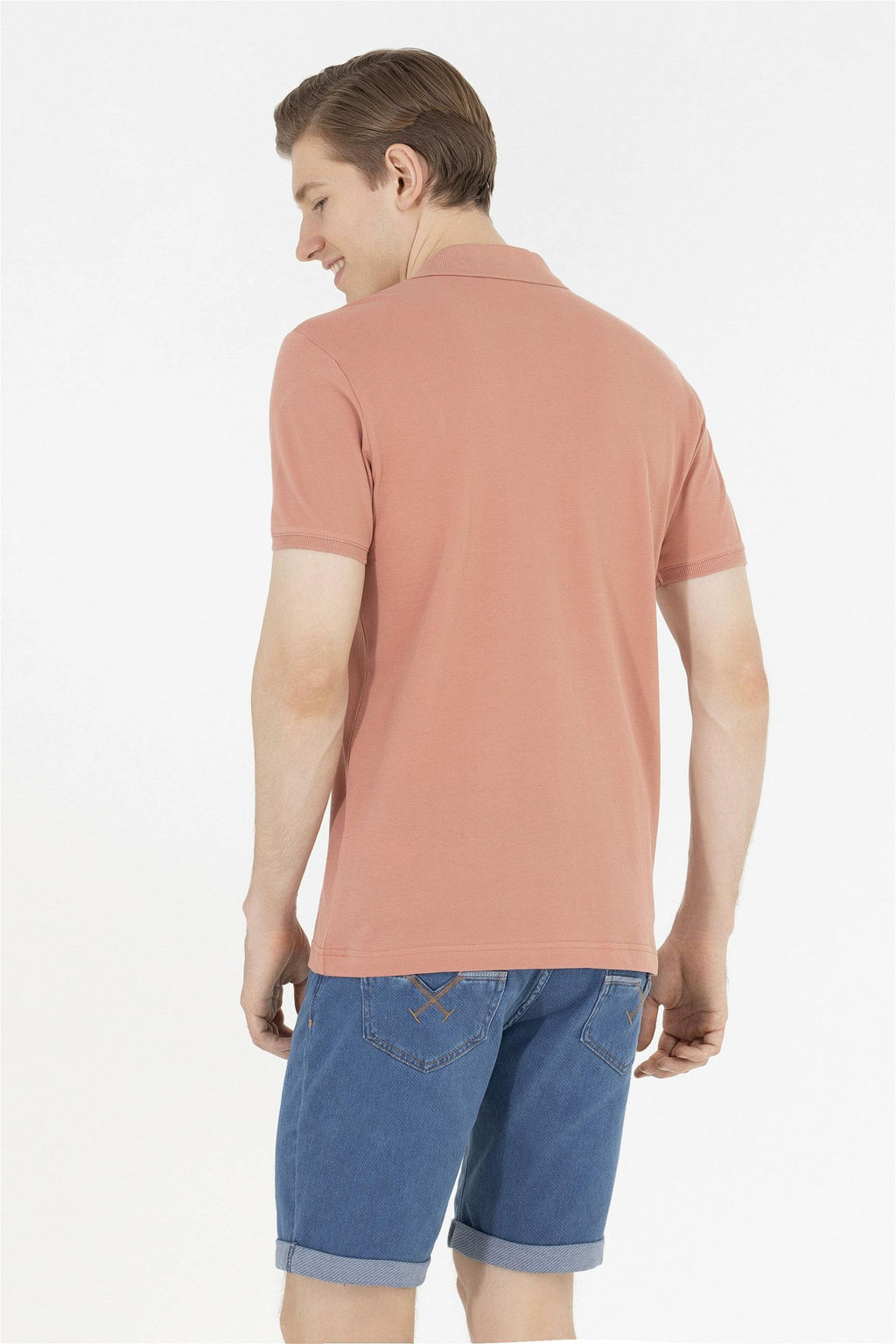 Мужская пудровая футболка с воротником поло Basic - U.s. polo assn фото 12