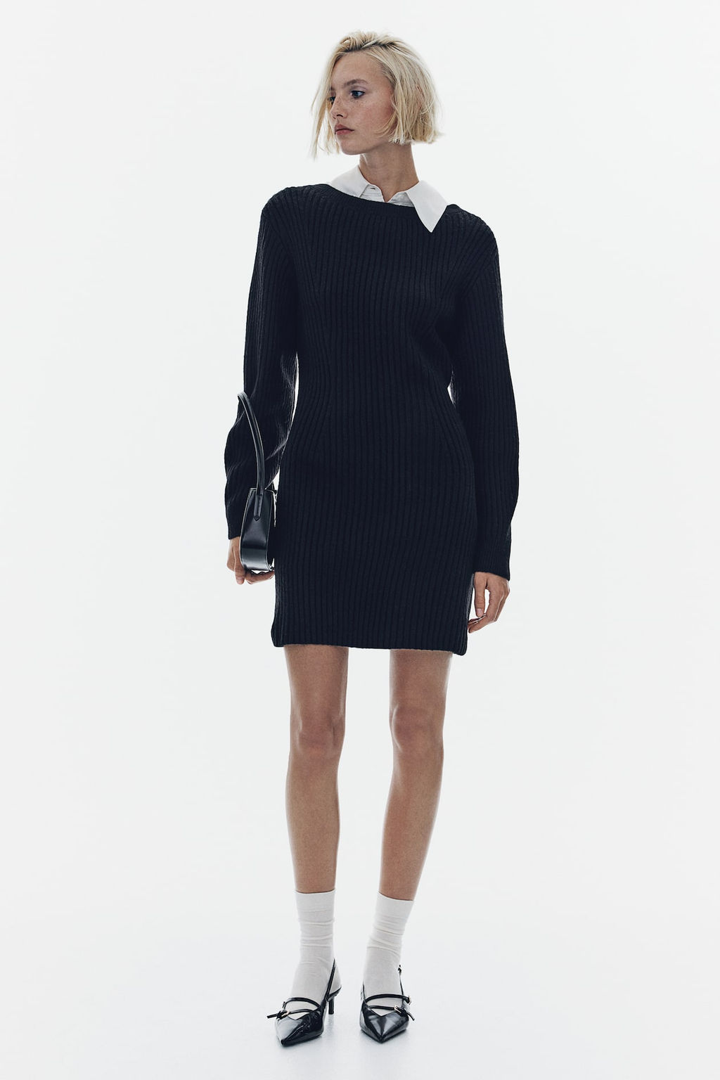 Vestido en punto de canale con escote barco