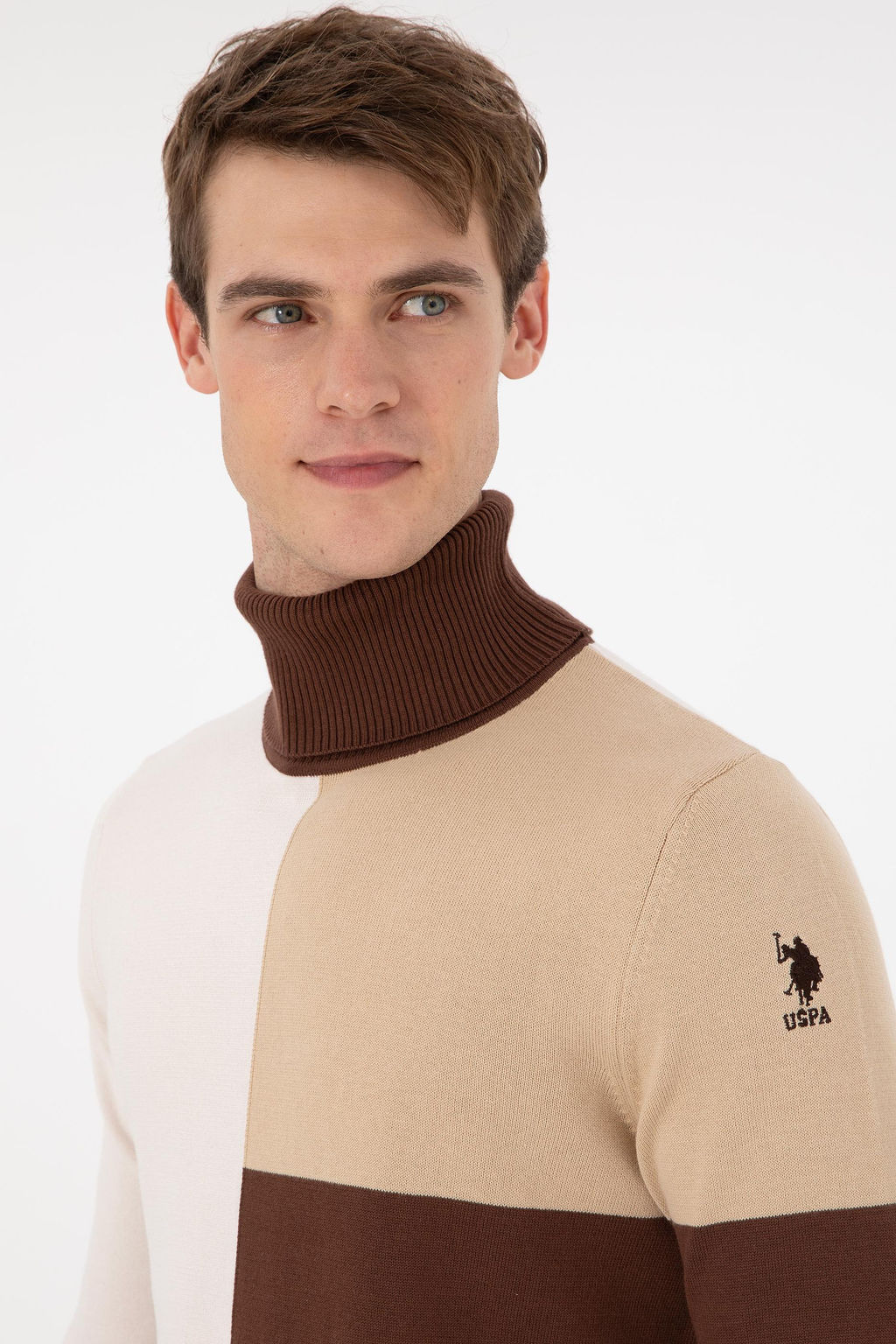 Erkek Slim Fit Bal_k__ Yaka Kum Kazak - U.s. polo assn фото 2