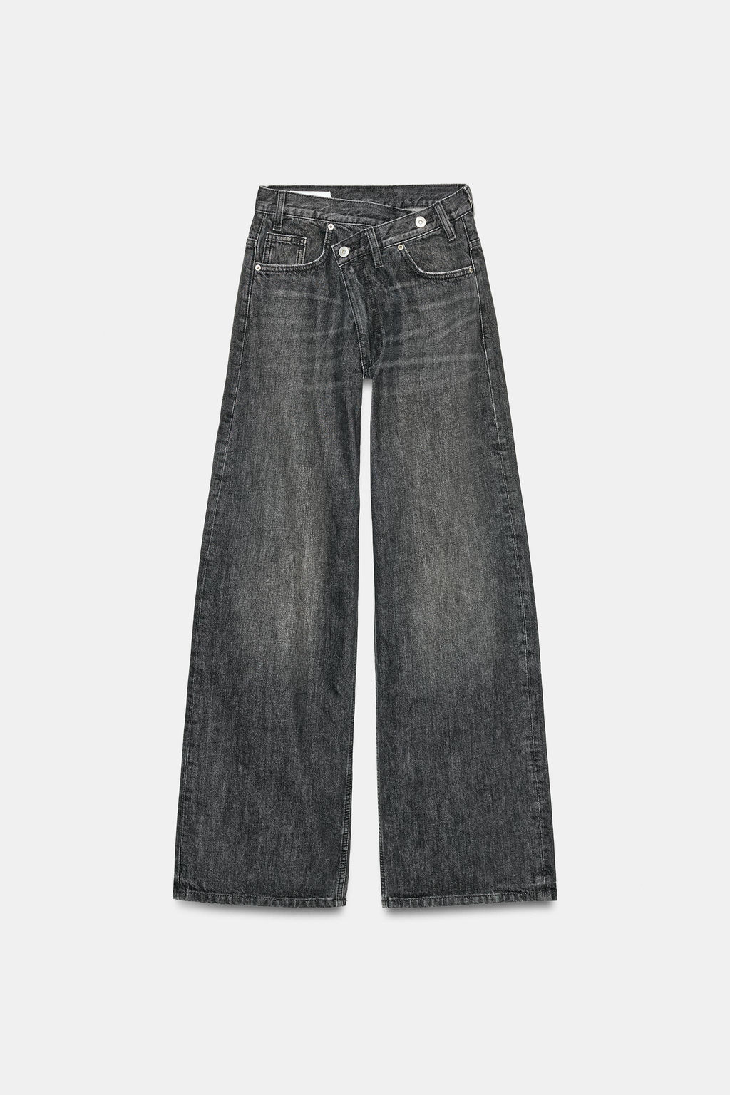 JEANS TRF WIDE LEG CINTURA CRUZADA TIRO ALTO / Negro - Zara фото 9
