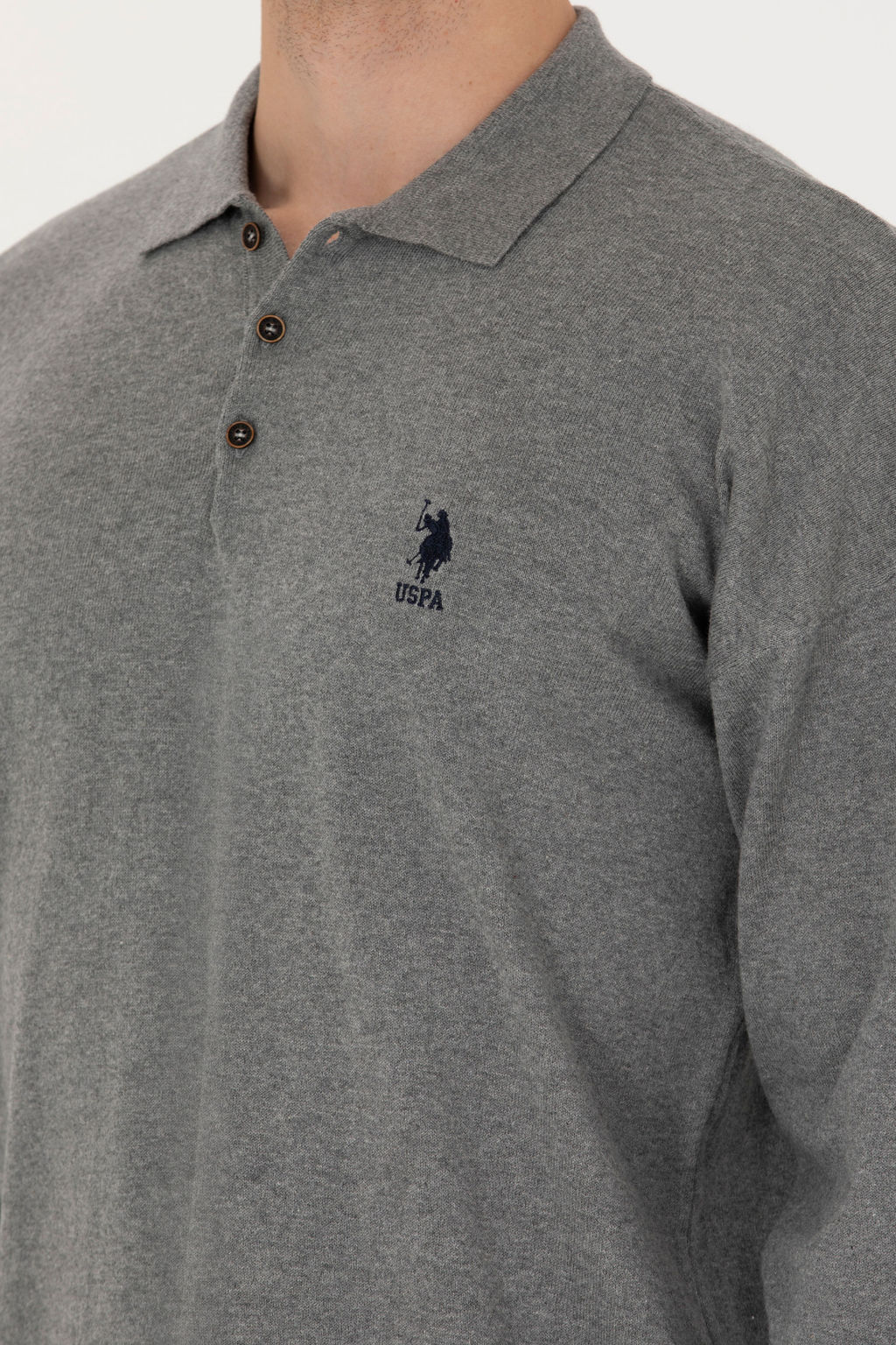 Свитер мужской U. S. Polo Assn Basic серый меланж из хлопка - U.s. polo assn фото 27