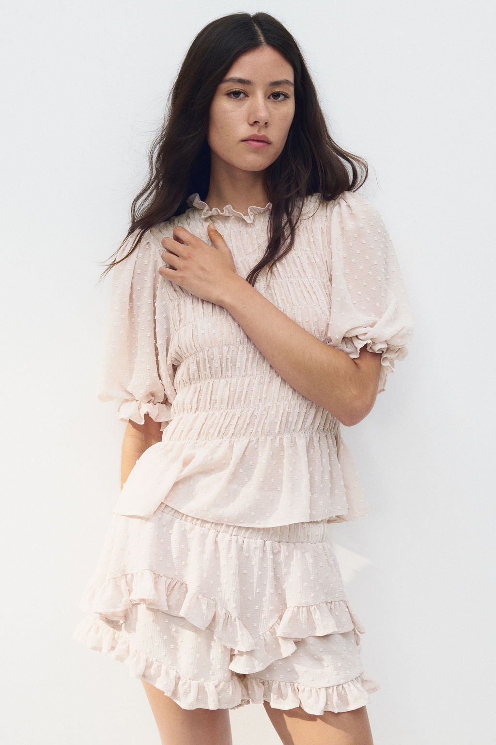 Falda pantal?n en plumeti con volantes - H&m фото 4