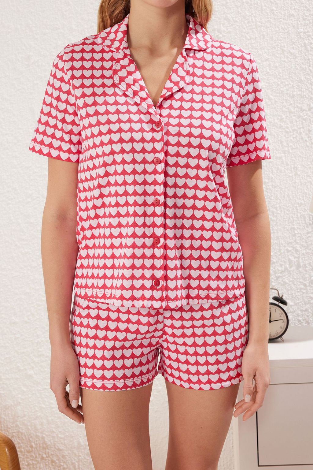 Trendyolmilla Pembe %100 Pamuklu Kalpli Sortlu Orme Pijama Tak?m? THMSS25PT00174  фото 4