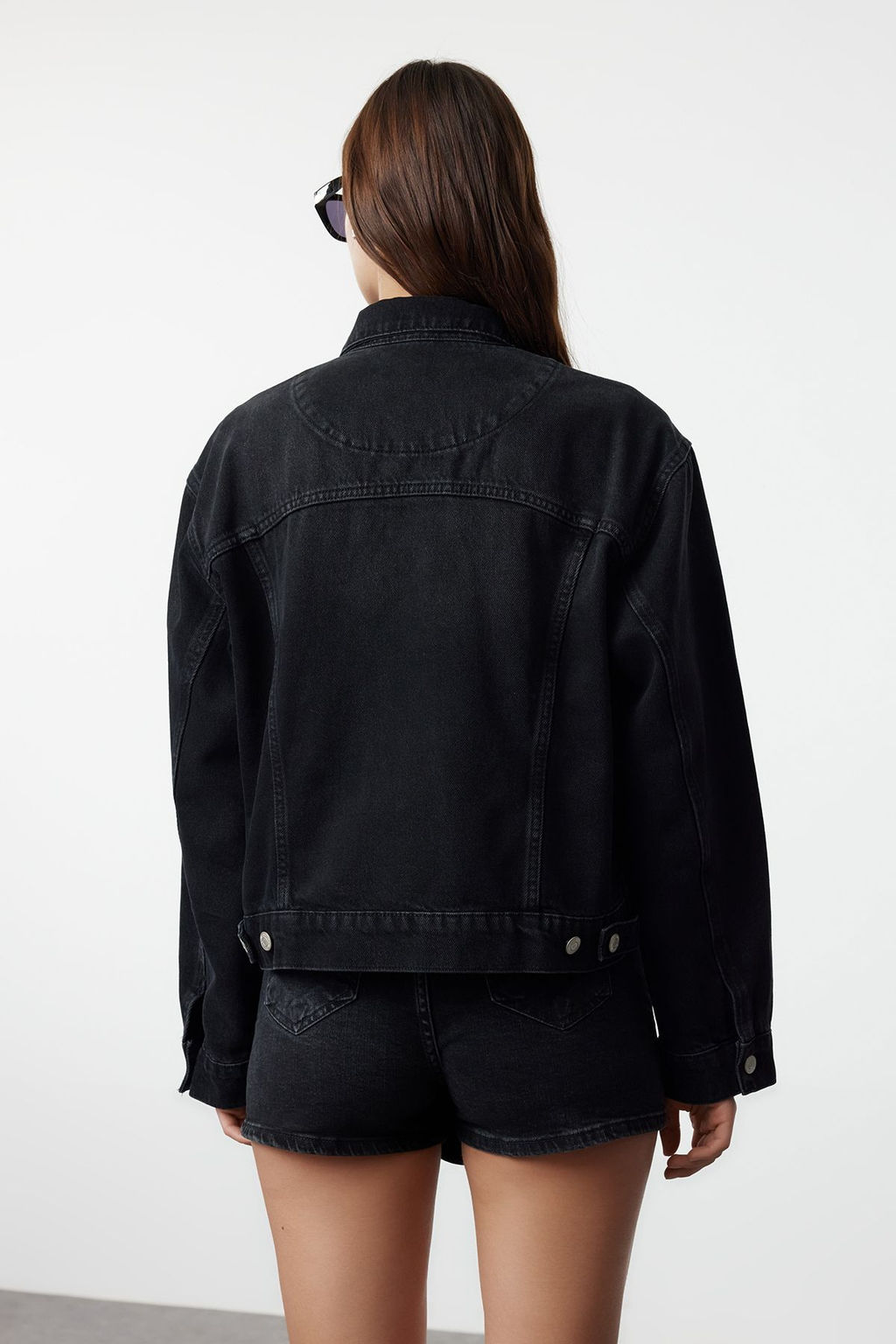 Siyah Trucker Denim Ceket TWOAW25CE00003 - Trendyolmilla фото 5