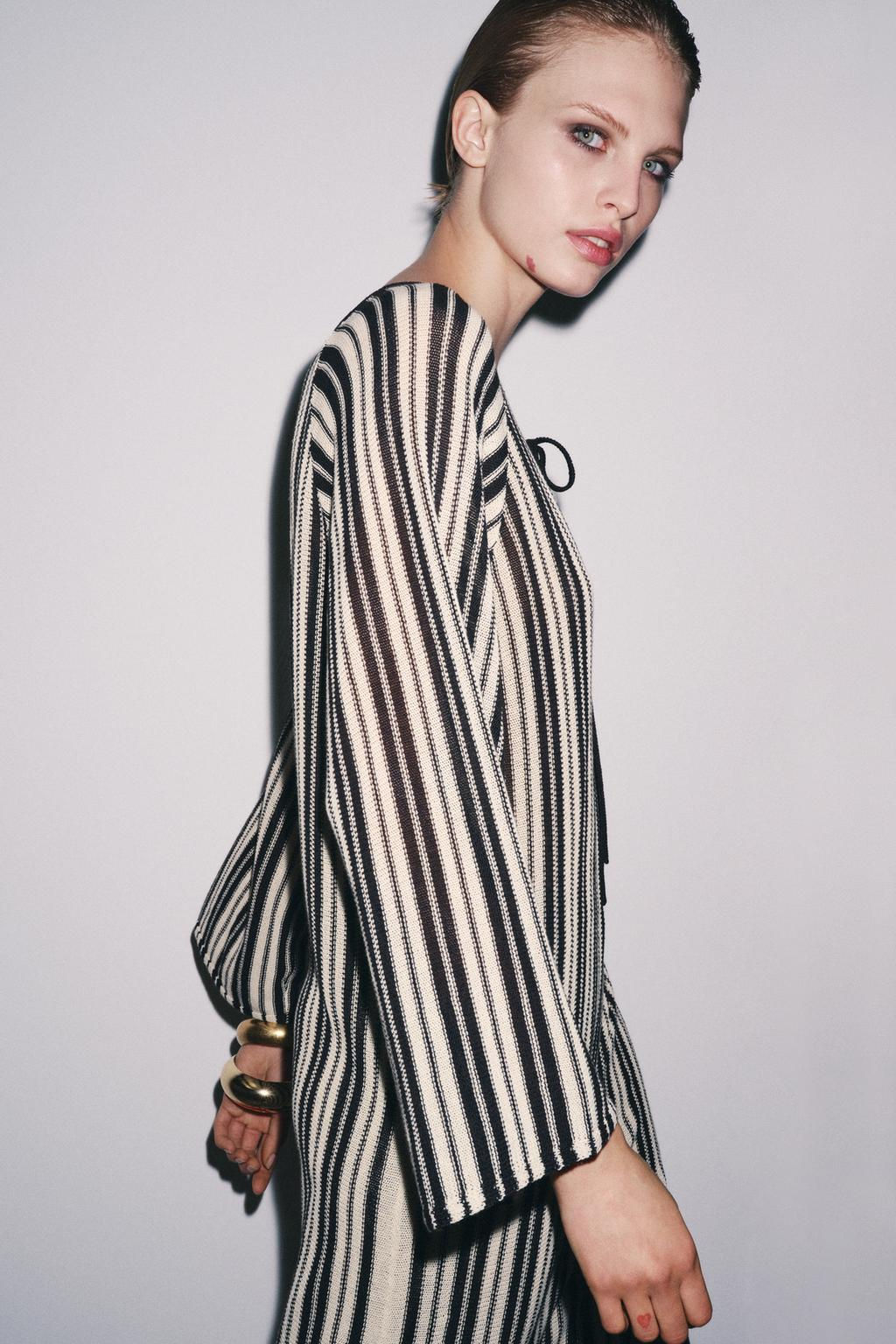 STRIPED KNIT DRESS WITH LINEN - Zara фото 4