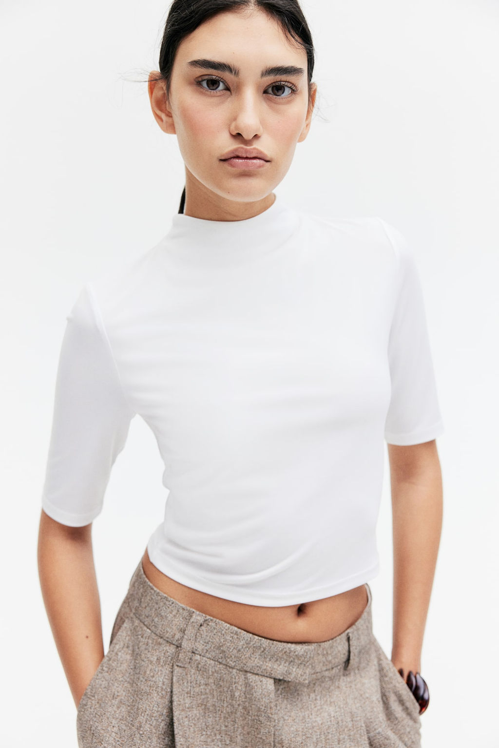 Top de microfibra con cuello perkins - H&m фото 2