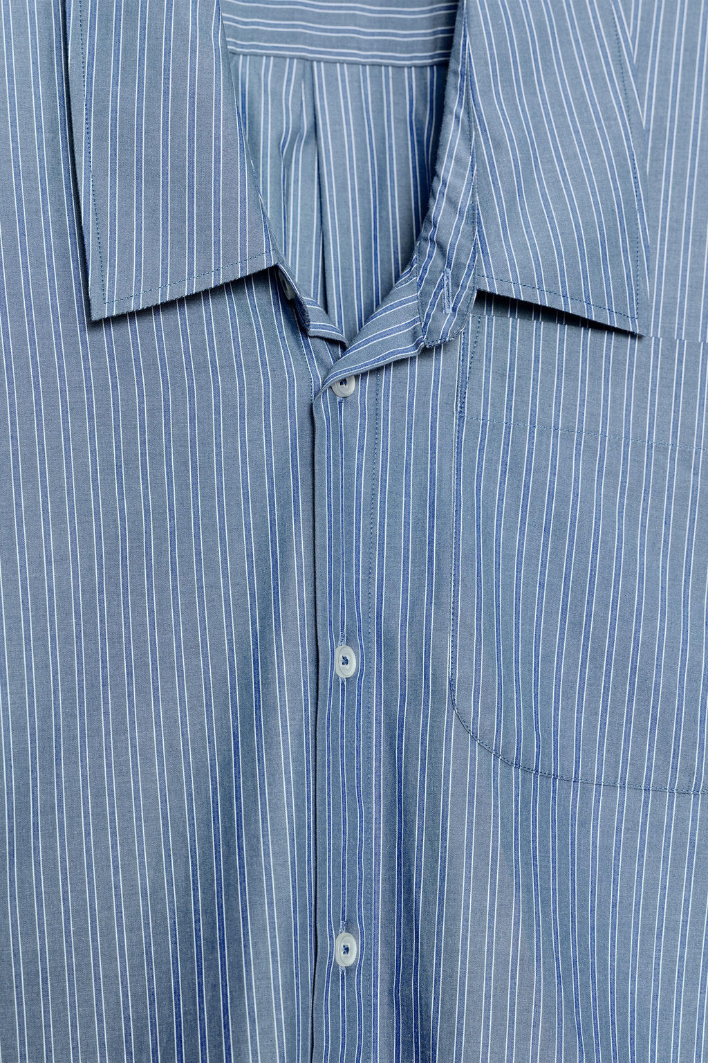 LOW COLLAR STRIPED POPLIN SHIRT - Zara фото 9