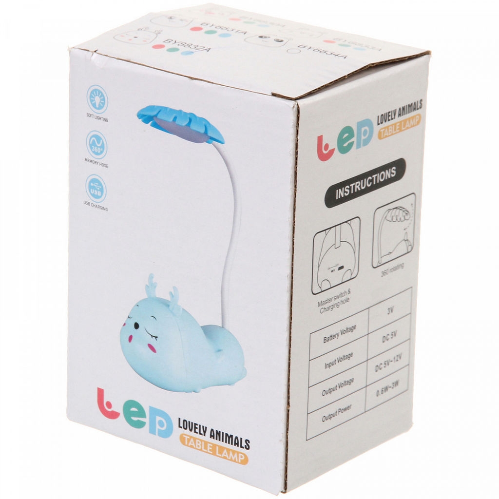 Цена за 2 шт. Настольная лампа "Sweet deer" 7.5*13.5*20 см LED, USB 0.6-3W, Голубой