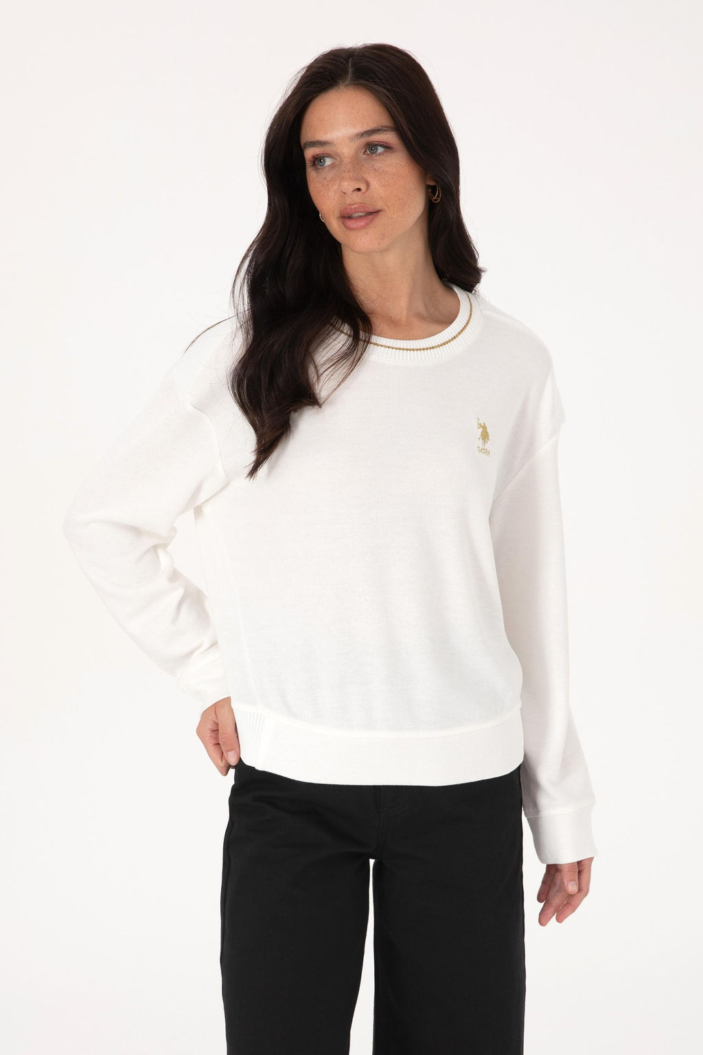 Kad_n Krem Bisiklet Yaka Sweatshirt - U.s. polo assn фото 3