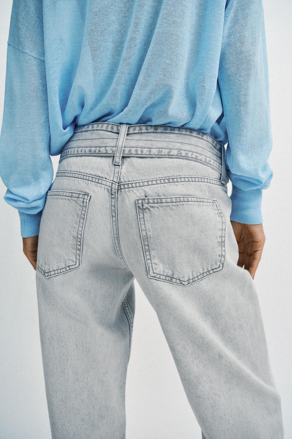JEANS Z1975 STRAIGHT TIRO BAJO CINTUR?N / Gris claro - Zara фото 7