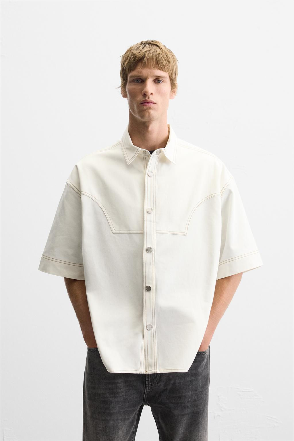 COTTON - LYOCELL TOPSTITCH SHIRT - Zara фото 2