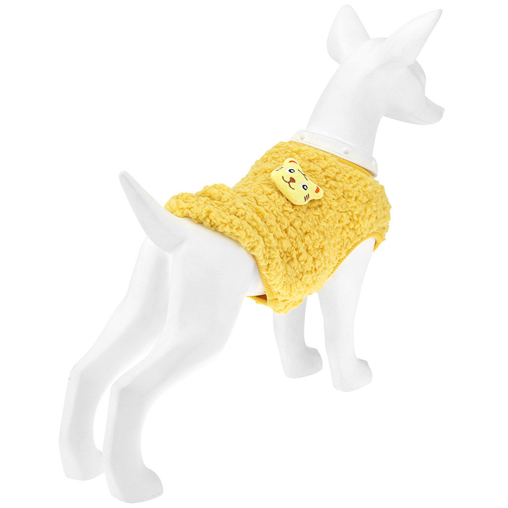 Пэт тойс (Pet toys) Одежда для собаки Жилетка с декором - тигр, р-р 2XL, длина спинки 34см/обхват груди 42см/обхват шеи 22см, цвет-желтый, искусственный мех (100% полиэстер) (Китай) - Домашняя мода фото 3