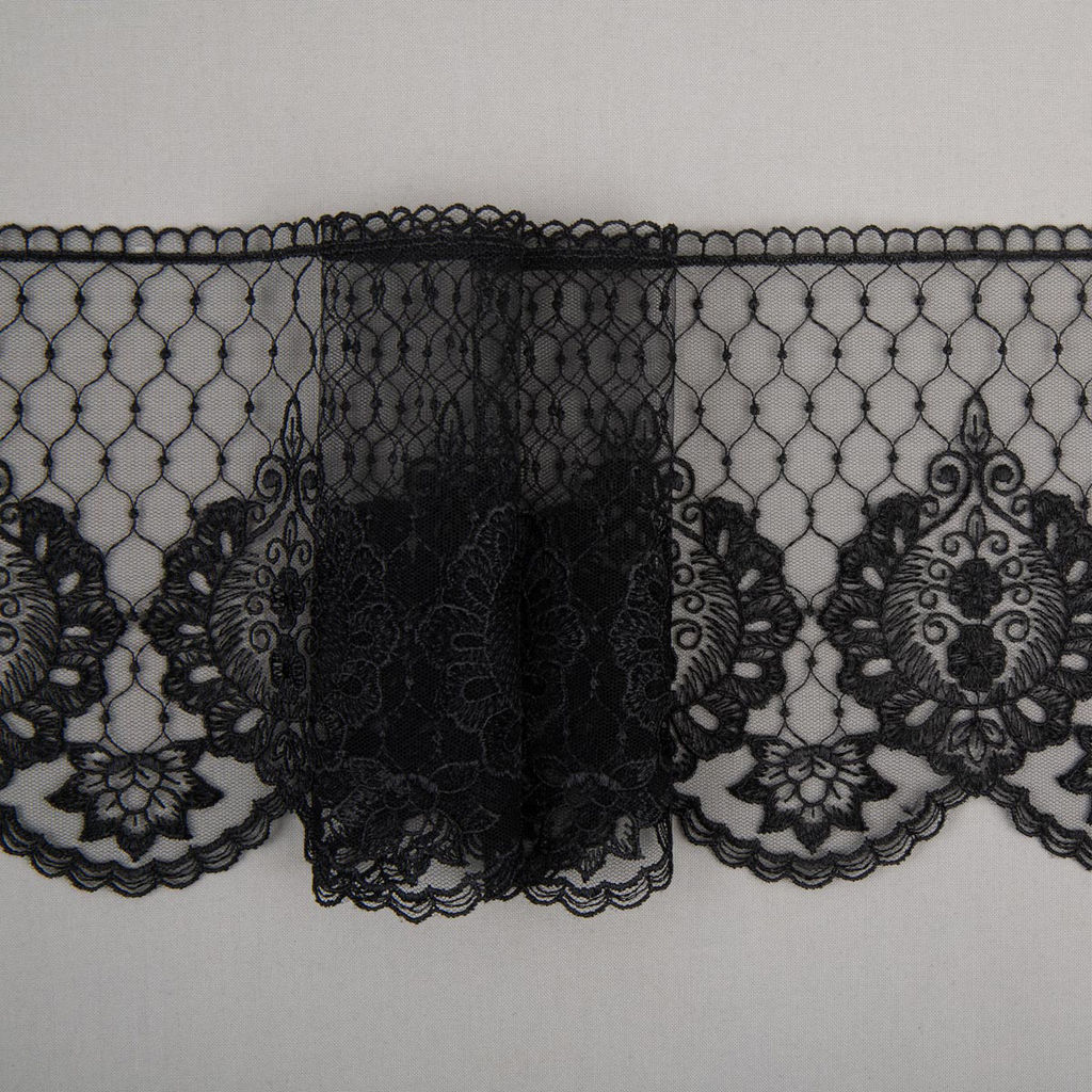 Кружево Gamma сетка 155 мм GKM-15503 в пакете 10 м 0.2 Турция TL002BL черный