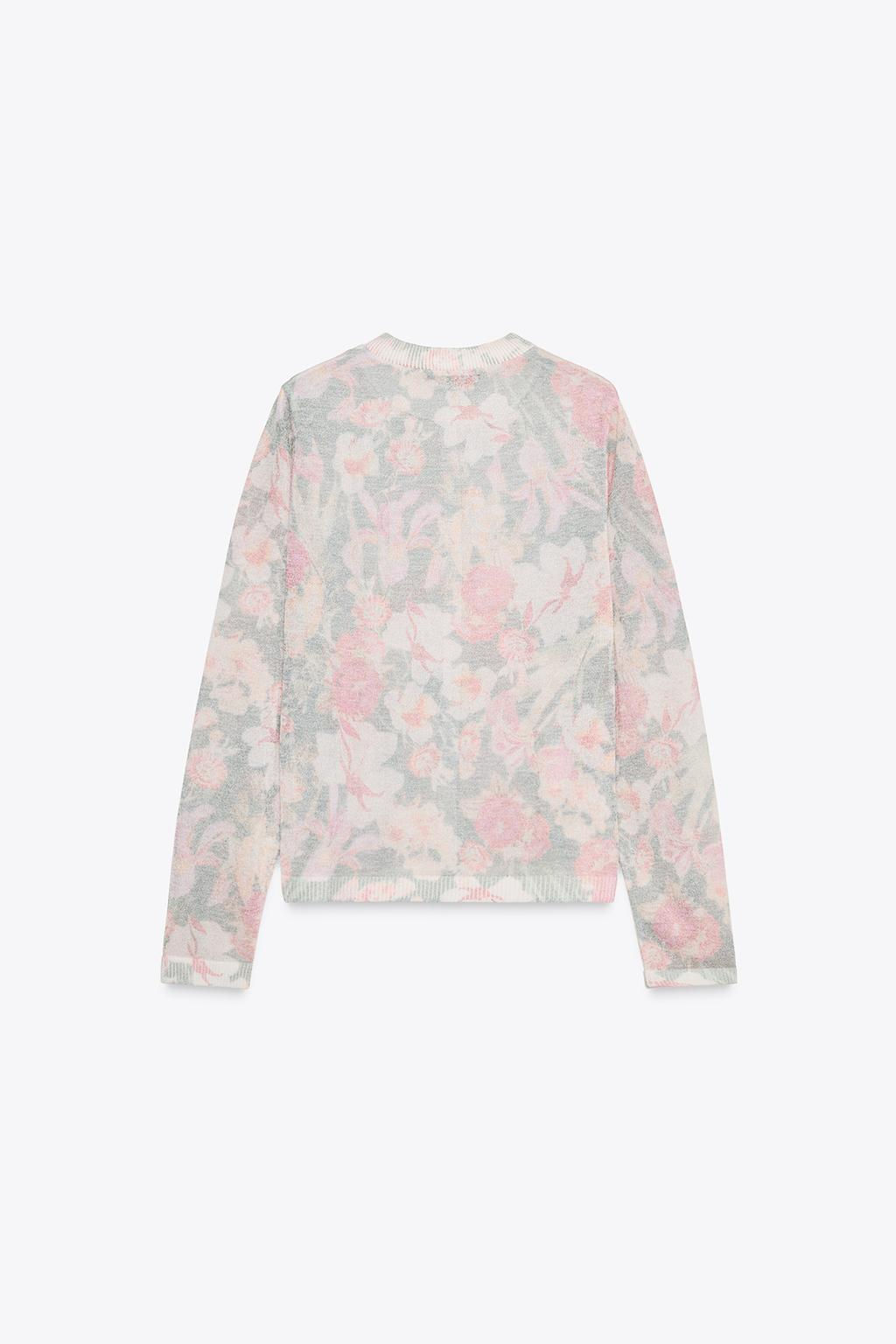 FLORAL PRINT KNIT CARDIGAN - Zara фото 4