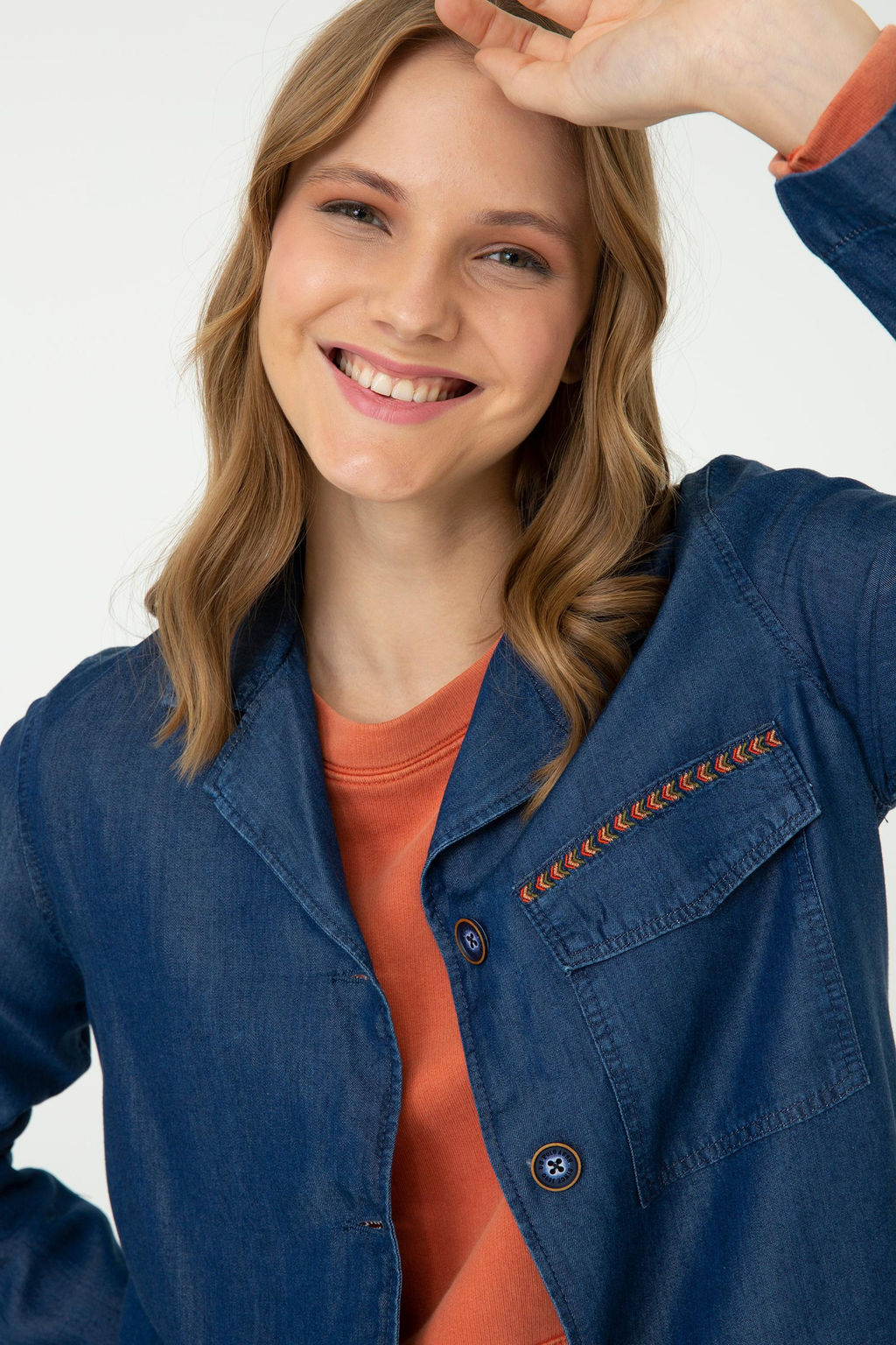 Женская темно-синяя джинсовая рубашка - U.s. polo assn фото 9