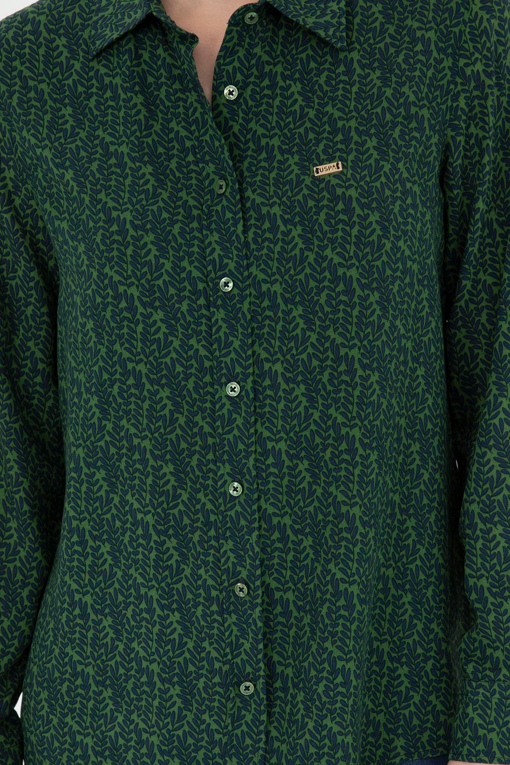 Женская зеленая рубашка с длинным рукавом Неожиданная скидка в корзине - U.s. polo assn фото 6