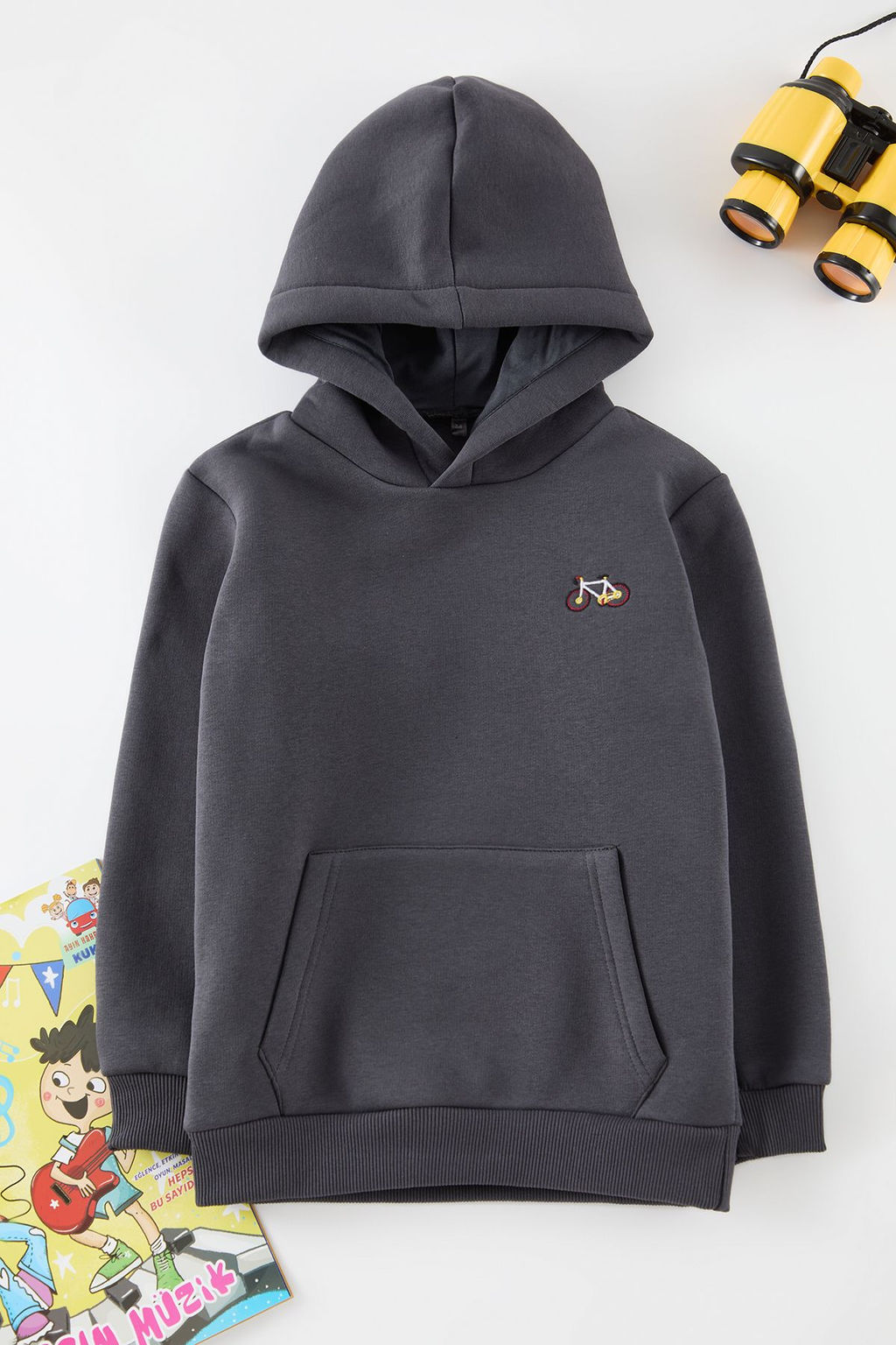 Antrasit Erkek Cocuk Bask?l? Orme Mini Me Sweatshirt TKDAW25SW00116