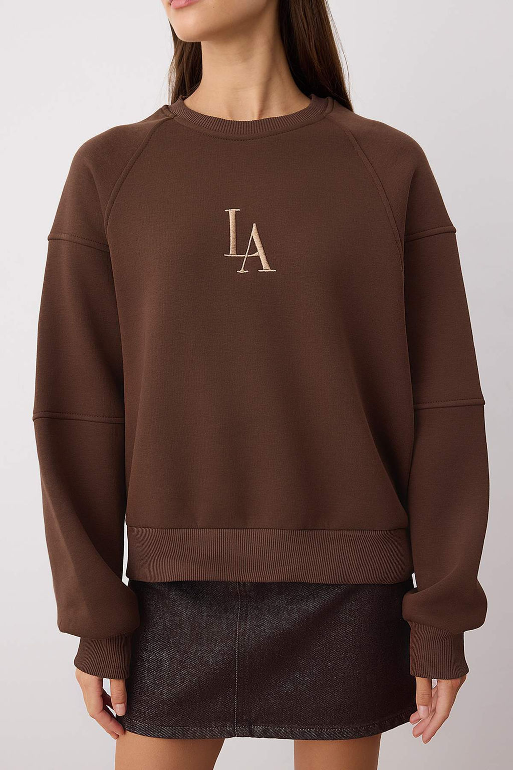 Kahverengi Bisiklet Yaka Regular Fit Nak?sl? Kal?n Ici Polarl? Orme Sweatshirt TWOAW24SW00199
