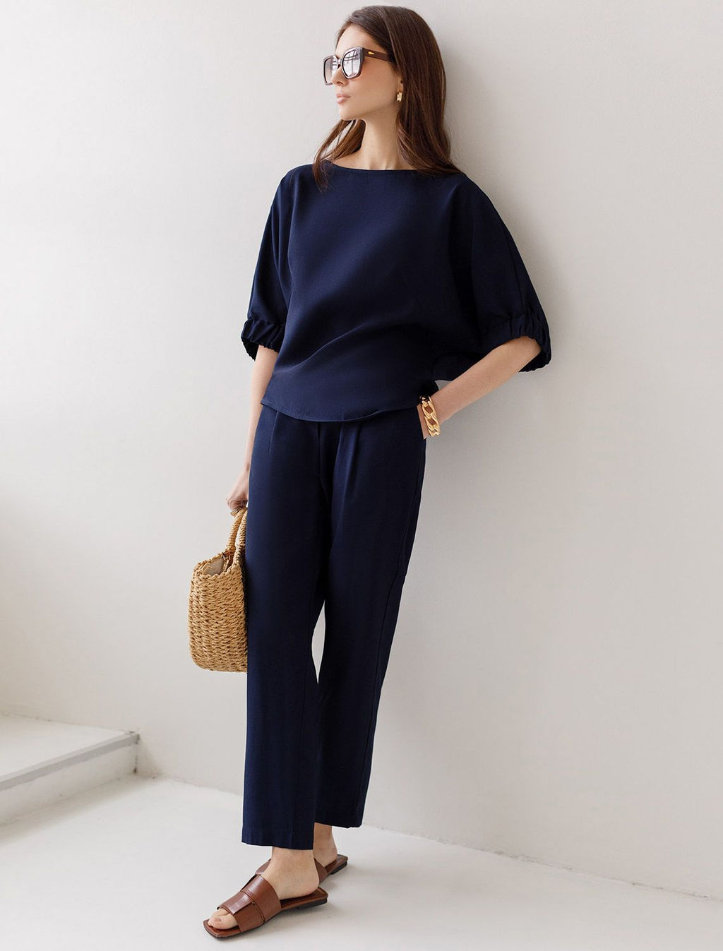 Свободная блузка с вырезом лодочка из плотного лиоцелла - Vilatte фото 5