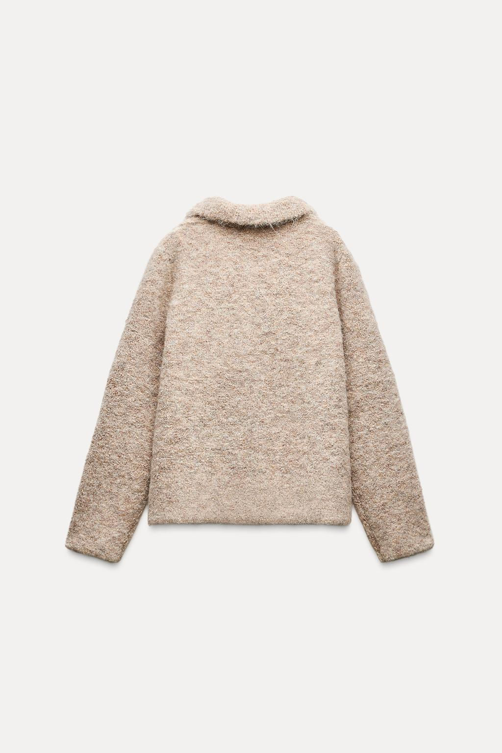 FAUX FUR KNIT JACKET WITH FLOWER BUTTONS - Zara фото 4