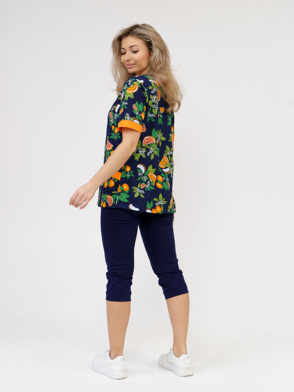 808 Костюм "т.синий/апельсин"