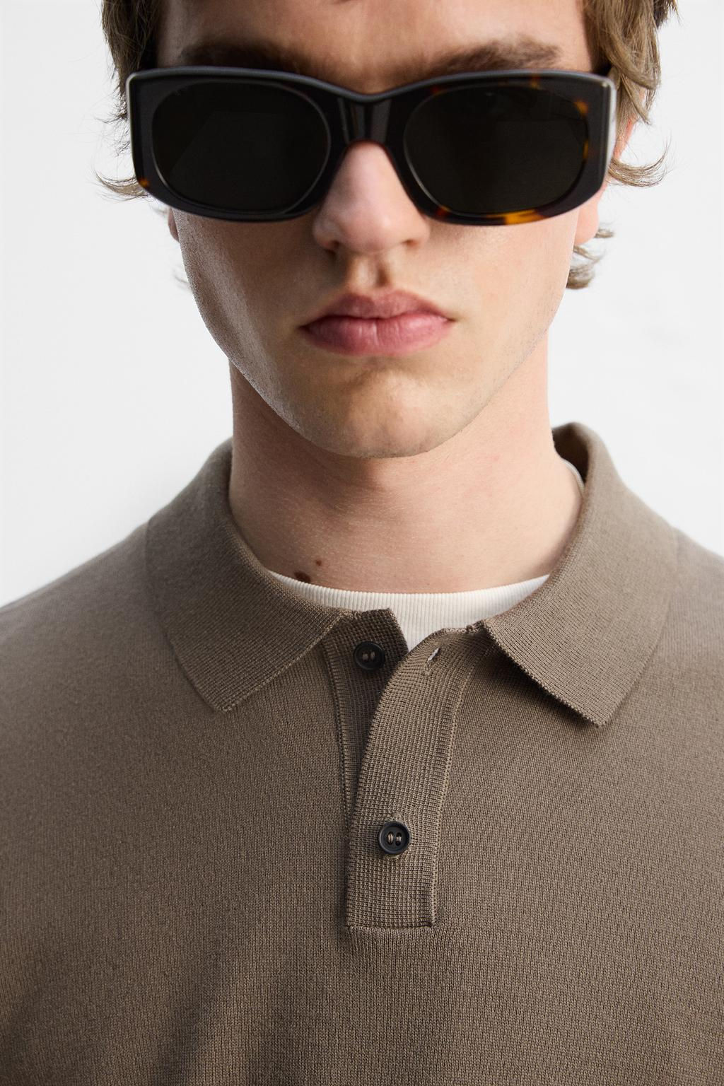 KNIT WOOL-COTTON POLO SHIRT - Zara фото 6