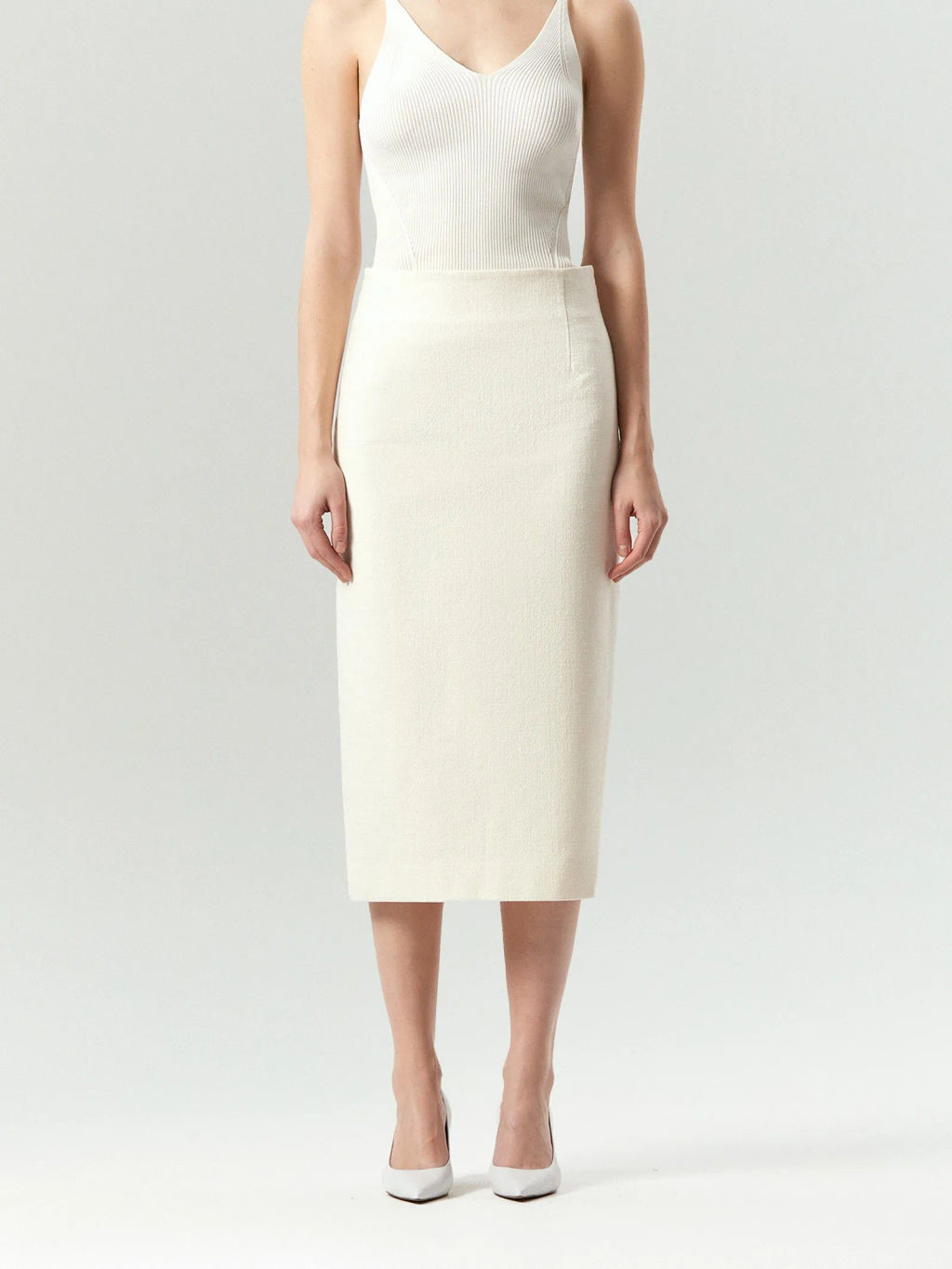 Юбка-карандаш Emka S947/hiller из твида молочный  фото 2