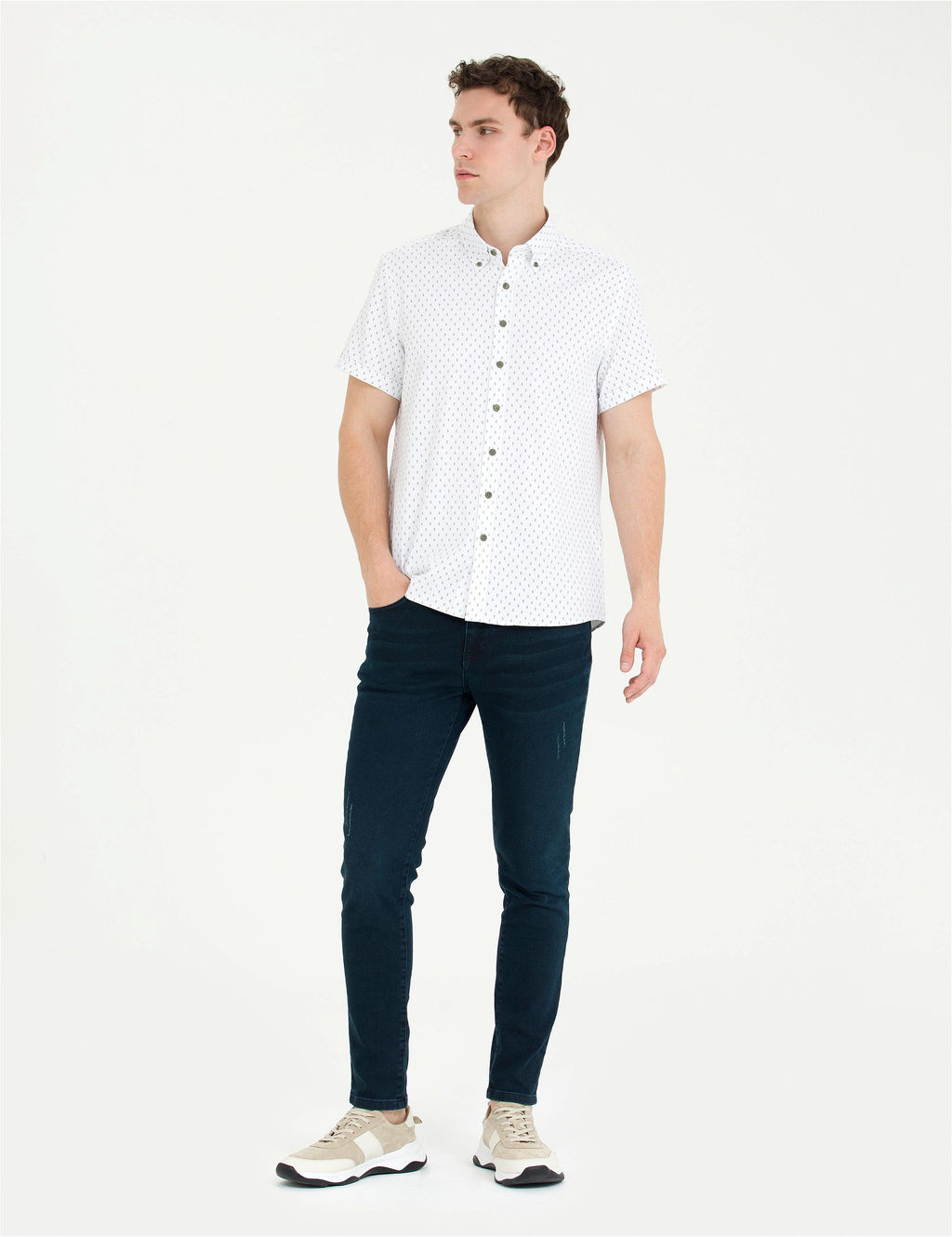 Haki Slim Fit K_sa Kollu G_mlek - Pierre cardin фото 4