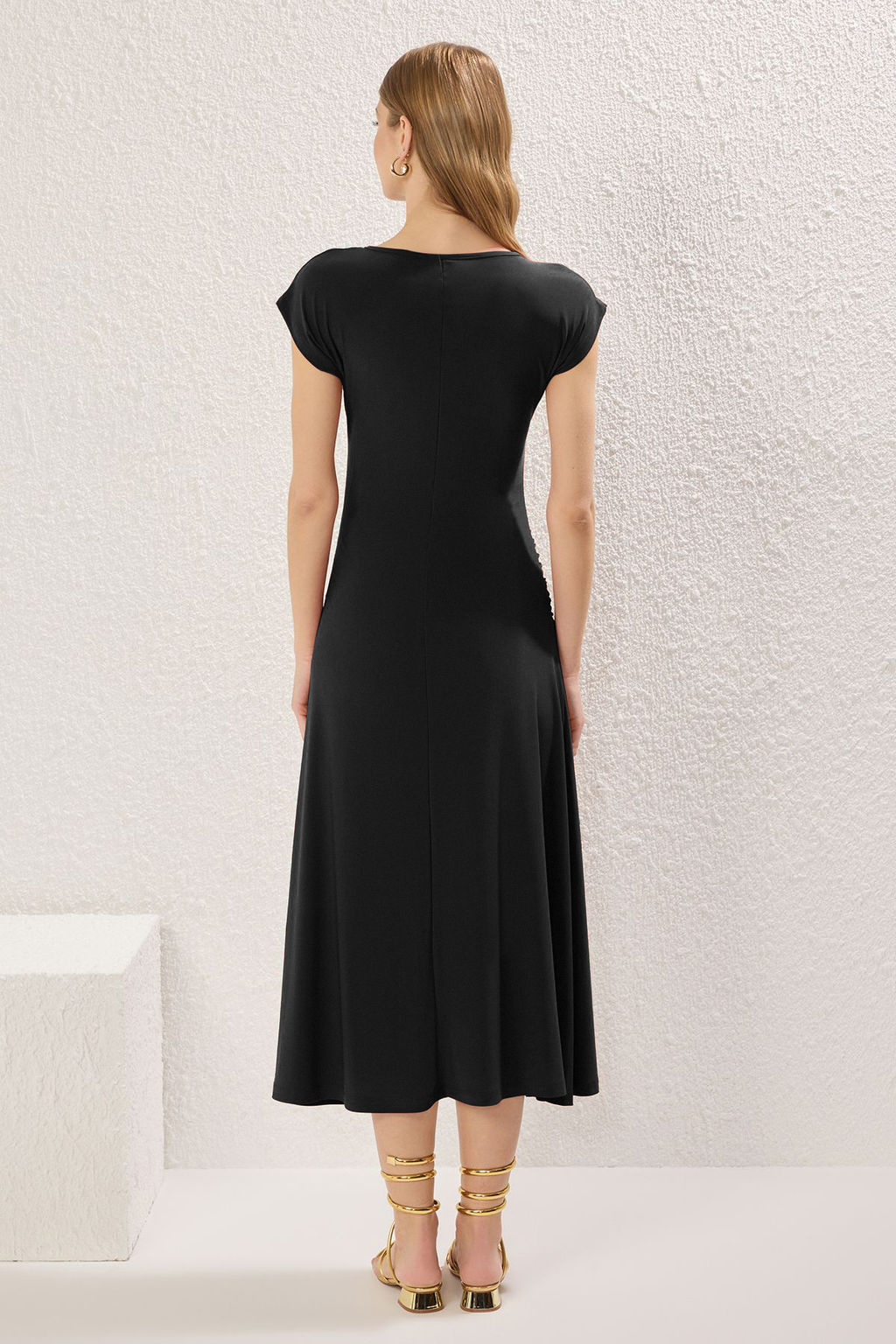 Kiremit Ay Kol Buzgu/Drape Detayl? Vucuda Oturan Esnek Maxi Orme Elbise TWOSS25EL00666 - Trendyolmilla фото 12