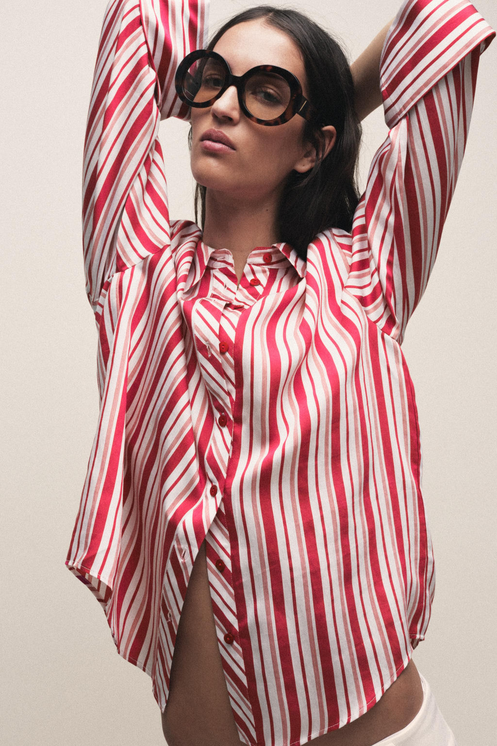 STRIPED SHIRT WITH TURN-UP SLEEVES - Zara фото 3