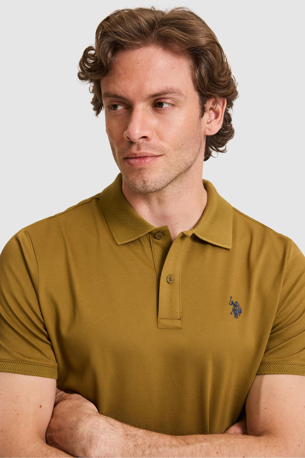 Erkek Ye_il Regular Fit Polo Yaka Basic Ti__rt