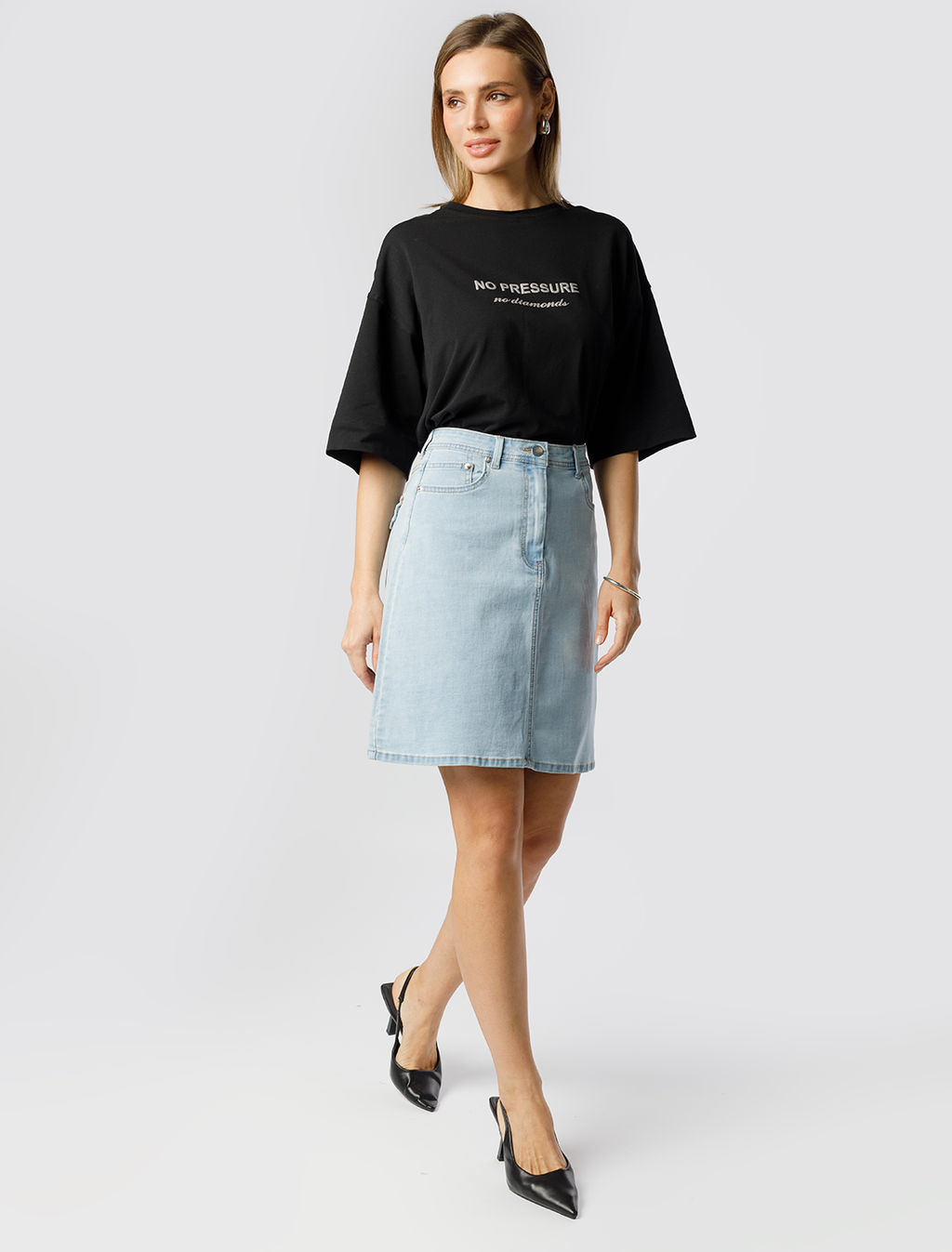 Юбка А-силуэта из эластичного денима - Vilatte фото 5