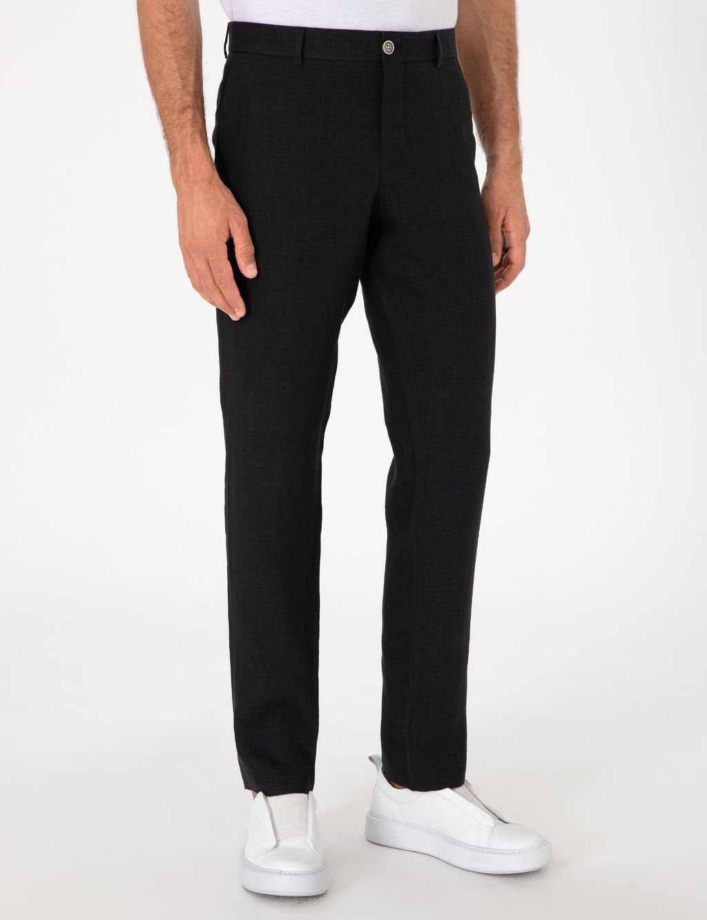 Siyah Slim Fit %100 Keten Pantolon - Cacharel фото 2