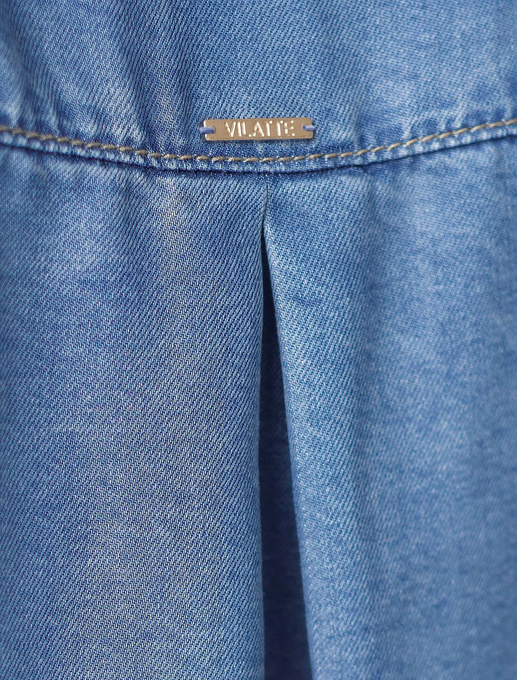 Укороченная блузка с кулиской из джинсового лиоцелла - Vilatte фото 5