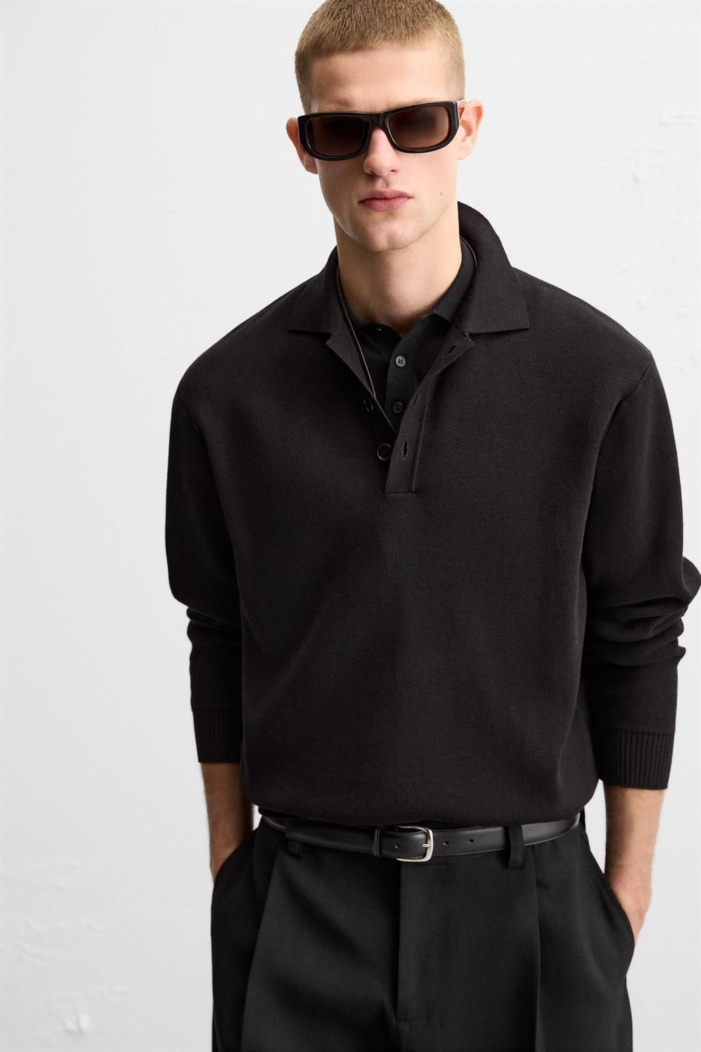RELAXED FIT KNITTED POLO SHIRT - Zara фото 5