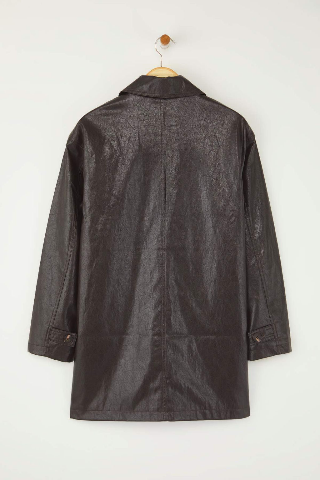 Wardrobe Essentials Koyu Kahverengi Suni Deri Oversize Midi Trenckot TWOAW26TR00009 - Trendyolmilla фото 6