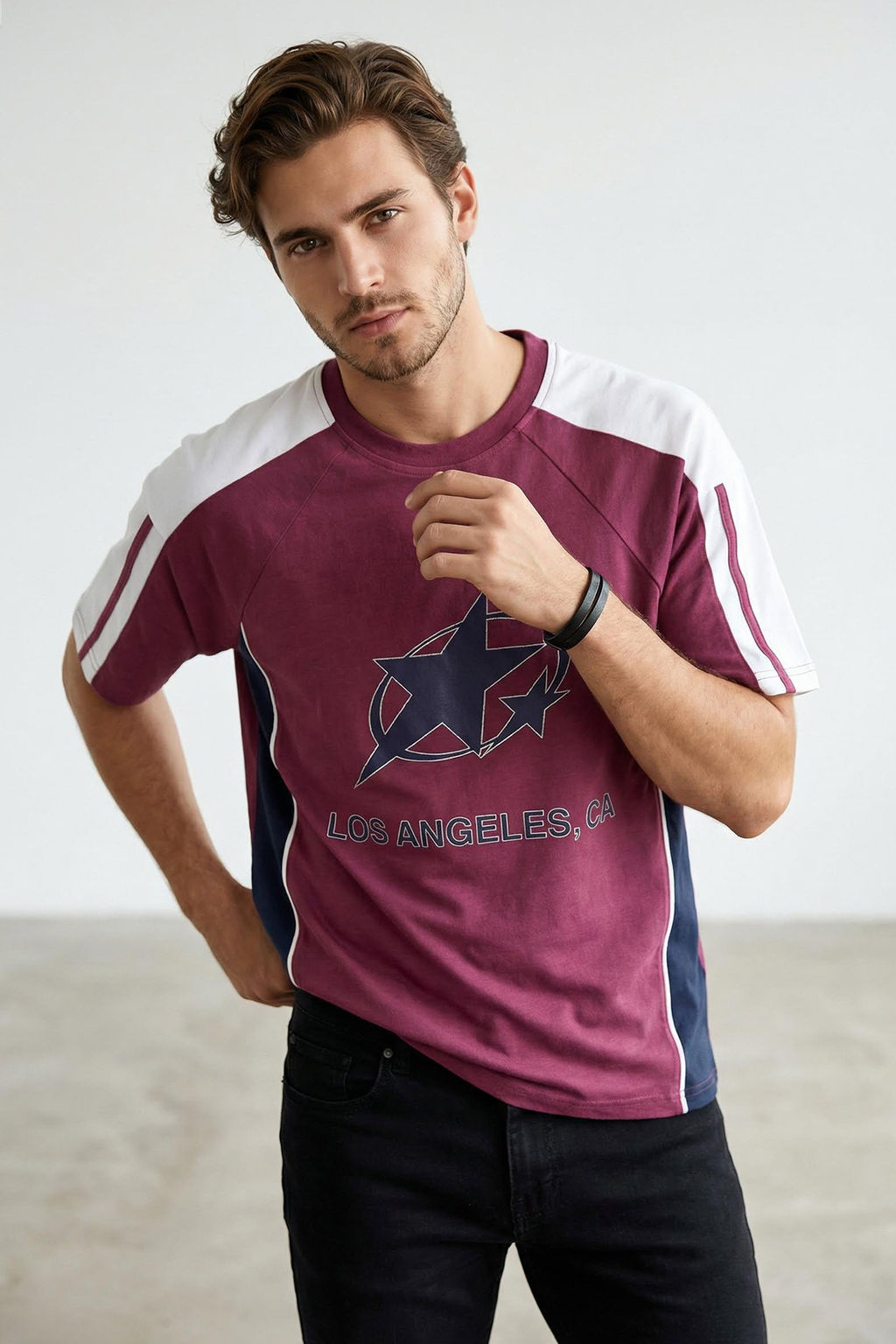 TRENDYOL MAN Bordo Kolej Oversize/Genis Kesim %100 Pamuk Renk Bloklu T-Shirt TMNSS25TS00095 - Trendyolmilla фото 9