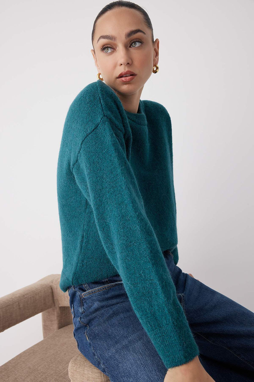 More Sustainable Lacivert Alpaka Yun Kar?s?ml? Triko Kazak|TWOAW26KZ00001 - Trendyolmilla фото 10