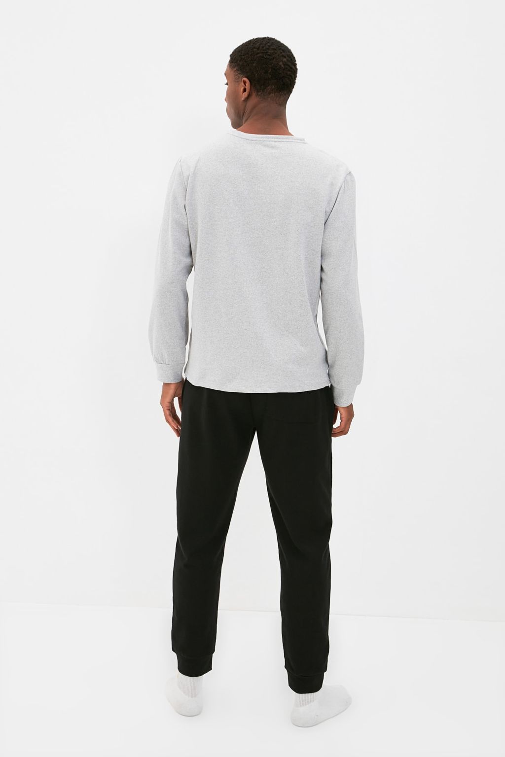 TRENDYOL MAN Siyah-Gri Regular Fit Bask?l? Pijama Tak?m? TMNAW22PT0505 - Trendyolmilla фото 5