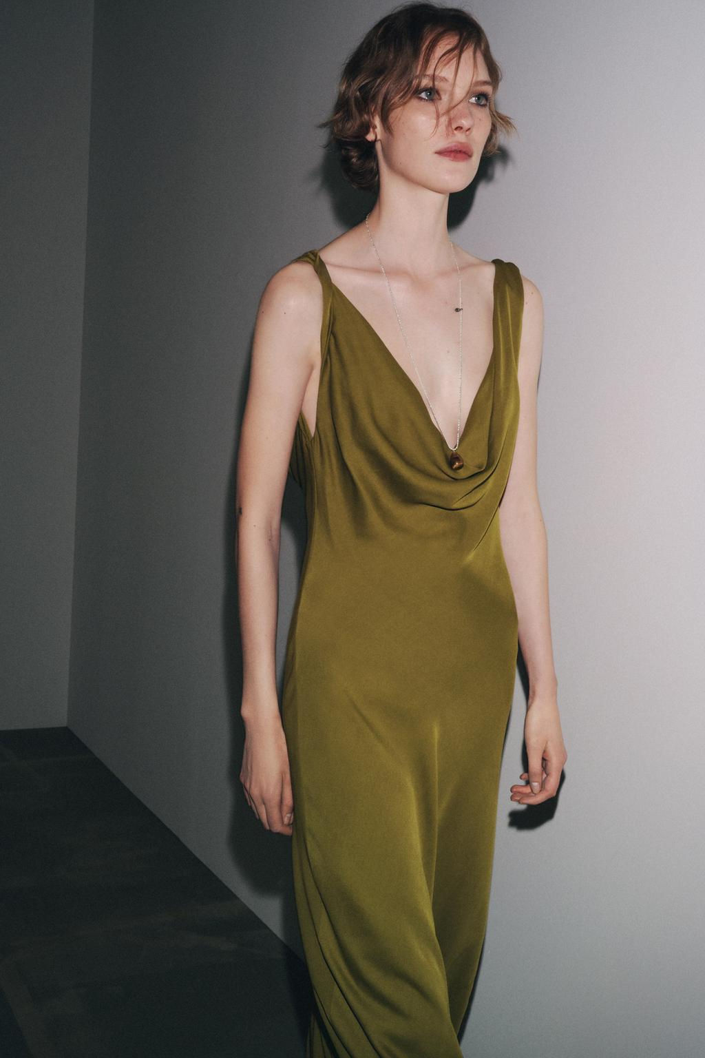 ZW COLLECTION LONG SATIN DRESS - Zara фото 14
