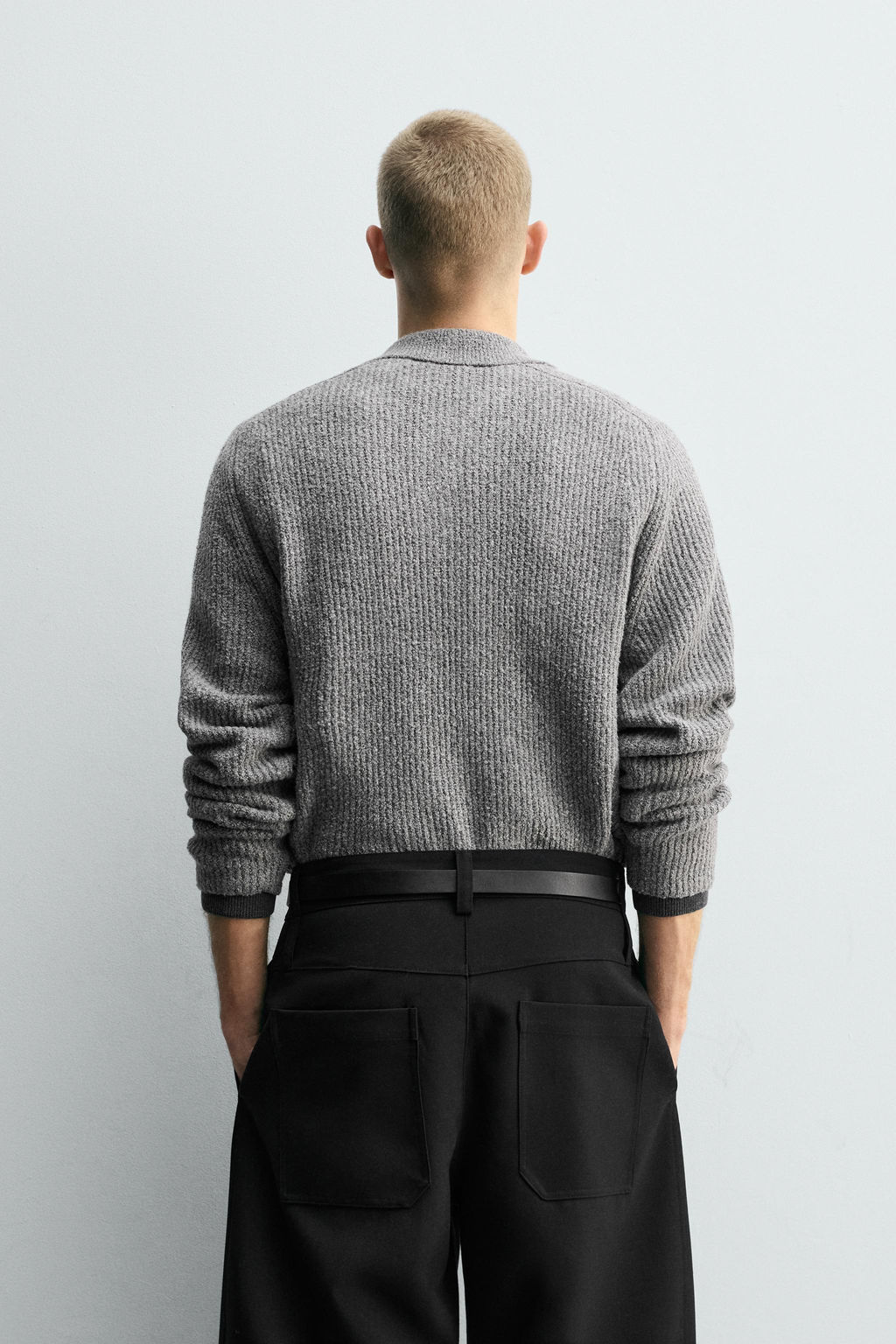 BOUCL_ TEXTURED KNIT POLO SHIRT - Zara фото 3